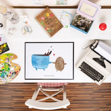 Mr. & Mrs. Panda Schreibtischunterlage Kaffee Bohne - Weiß - Geschenk, Schreibtisch Unterlagen, Tiermotive, (1 tlg)