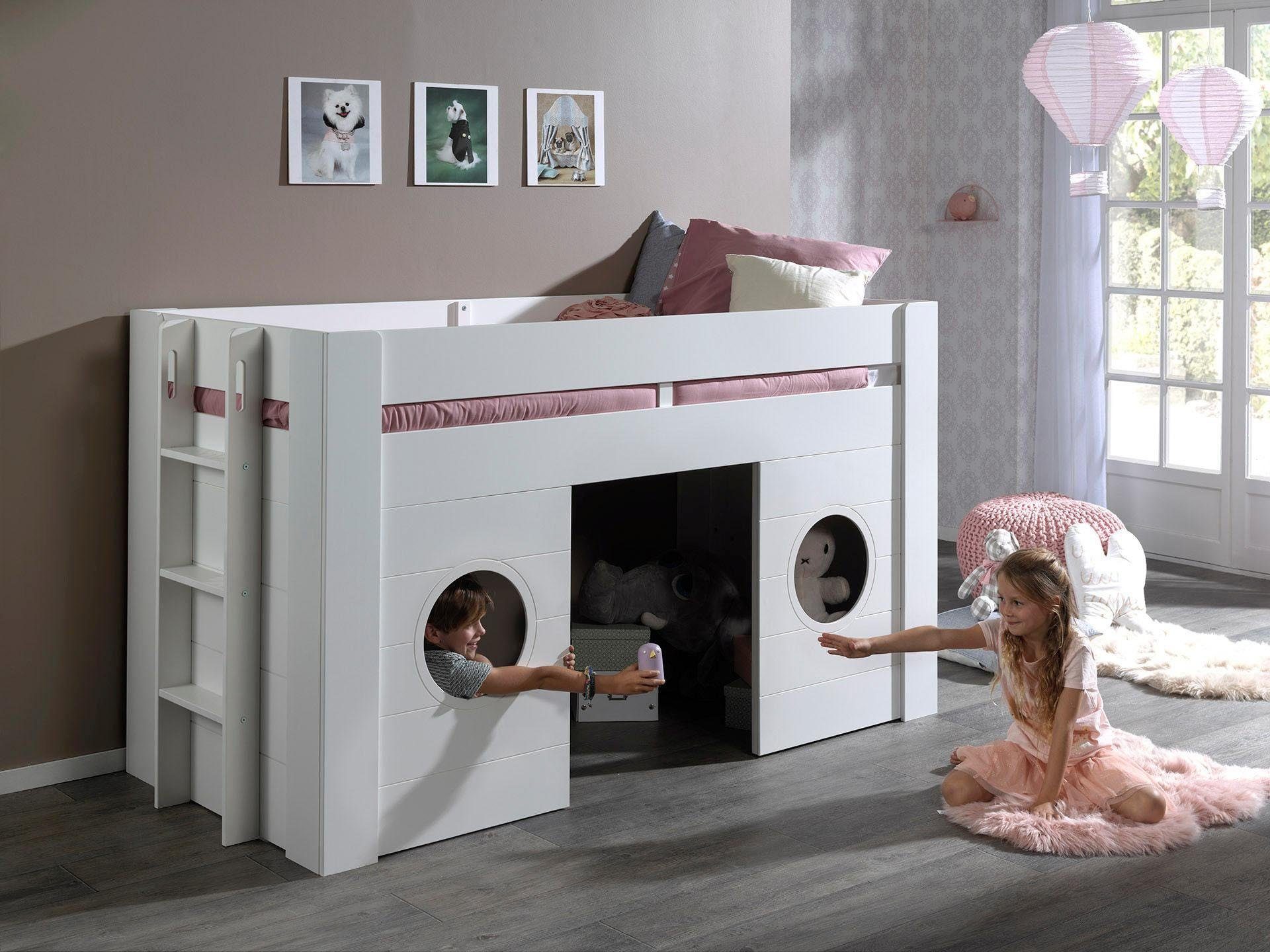 Vipack Hochbett Freya (Made in Europe) in Hütten-Optik