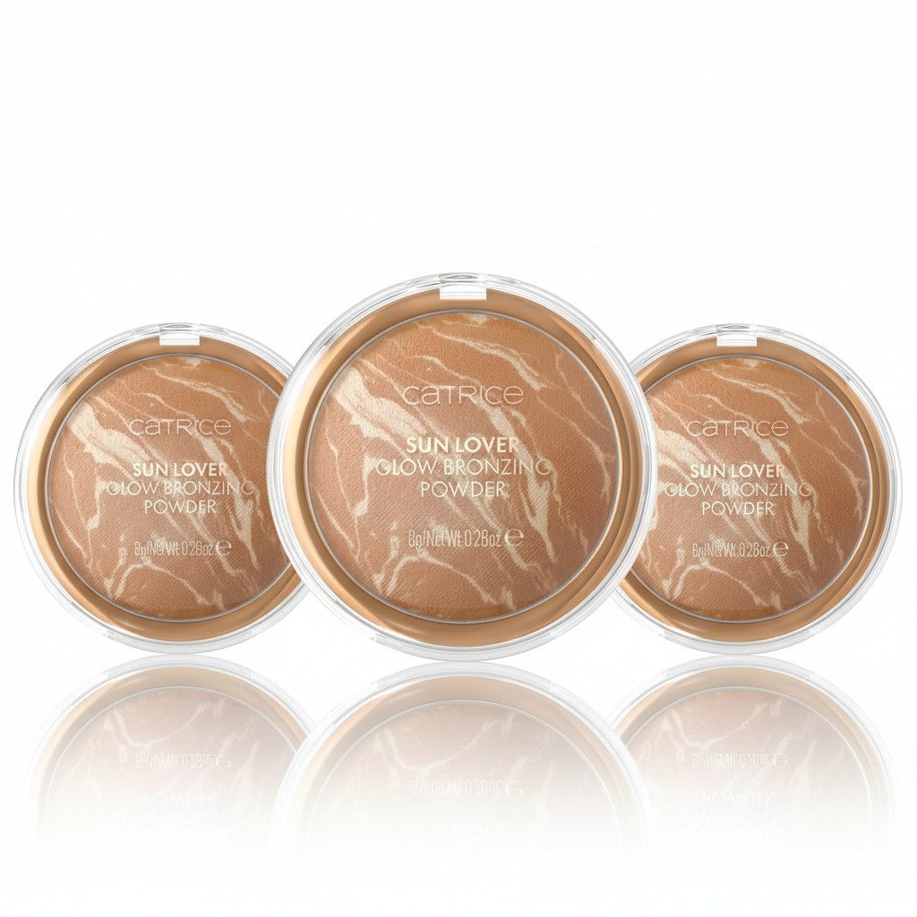 Catrice Bronzer-Puder SUN LOVER GLOW BRONZING POWDER, 3-tlg., mit lichtreflektierenden Pigmenten für einen sunkissed Look