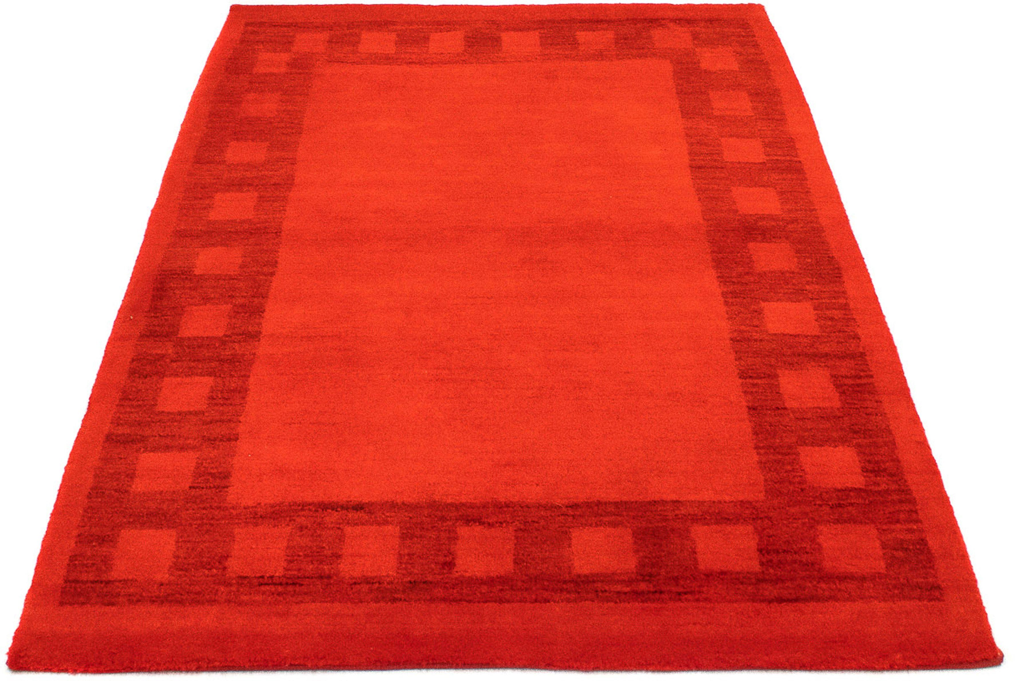 Wollteppich Gabbeh - Indus - 156 x 98 cm - rot, morgenland, rechteckig, Höhe: 18 mm, Wohnzimmer, Handgeknüpft, Einzelstück mit Zertifikat