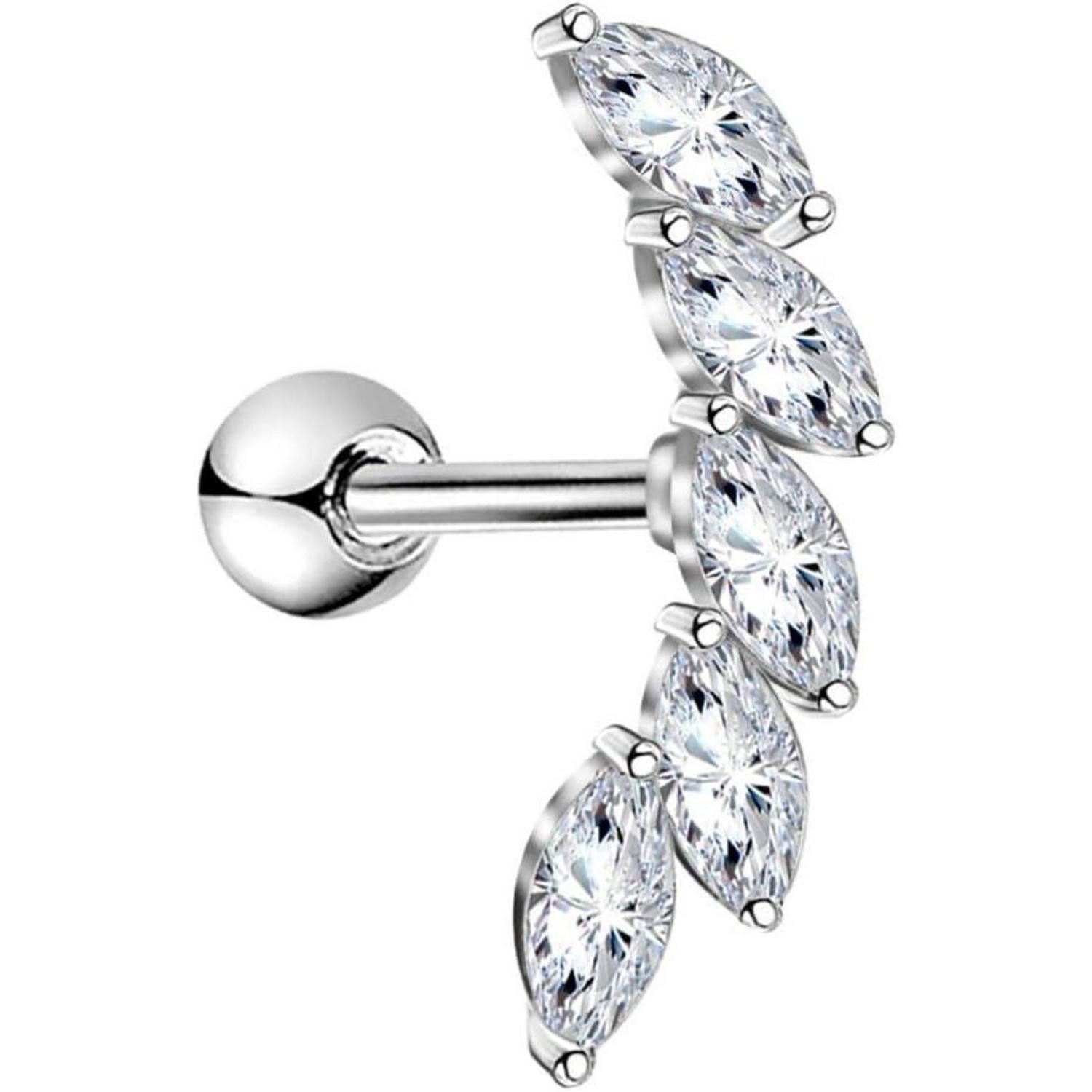 Nasenpiercing 16G Knorpel Helix Piercing Silber CZ Edelstahl Studs Tragus Conch