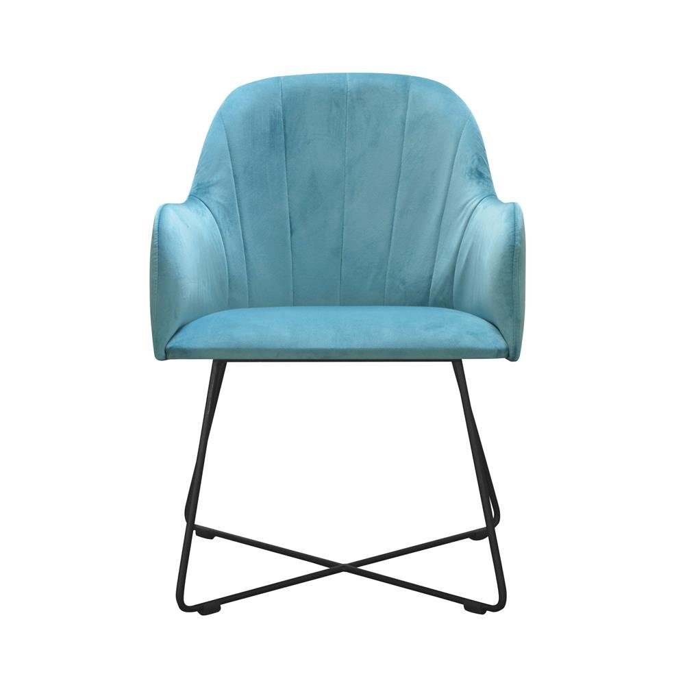 JVmoebel Stuhl, Design Stühle Stuhl Sitz Praxis Ess Zimmer Textil Stoff Polster Warte Kanzlei Hellblau