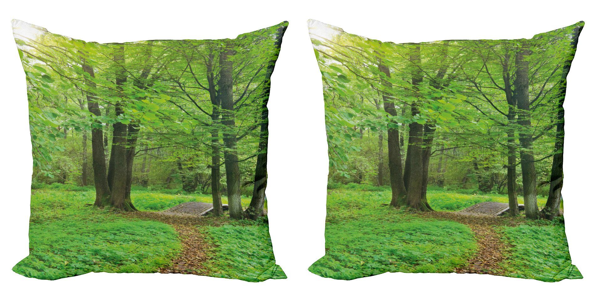 Kissenbezüge Modern Accent Doppelseitiger Digitaldruck, Abakuhaus (2 Stück), Natur Sommer Bäume Ruhige