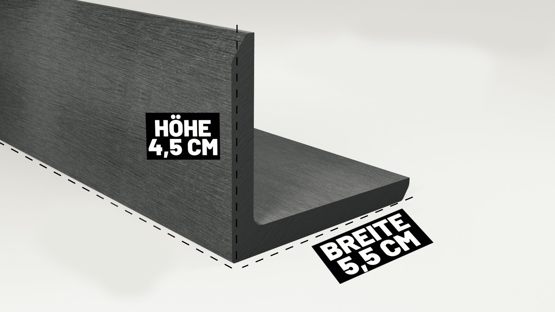 Endorphin Terrassendielen ® WPC Abschlussleisten 10er Set Hellgrau 110cm Winkelprofil 5,5 x 4,5c, BxL: je 5.5x110.0 cm