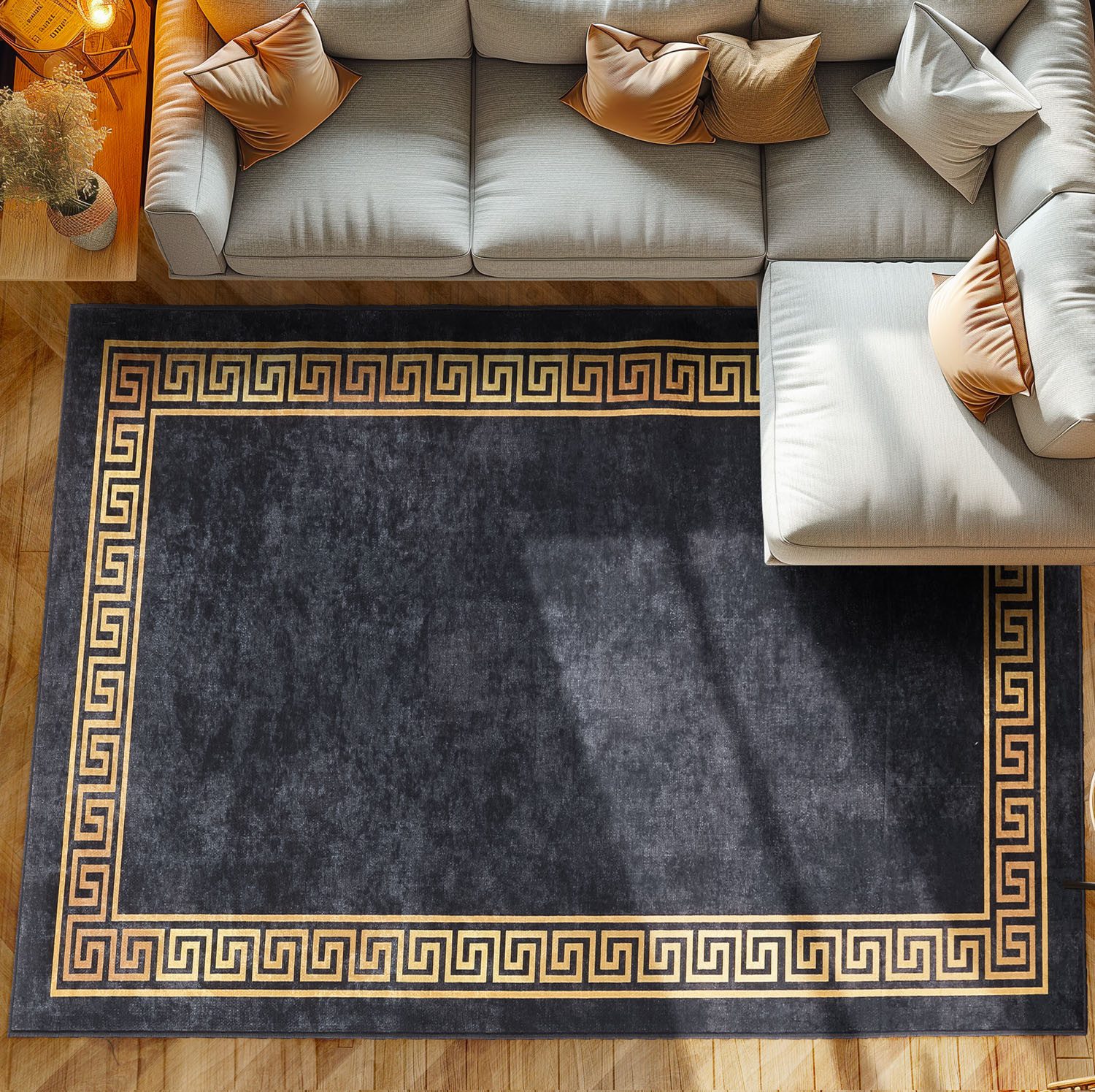 SIMPEX24 Designteppich Mäander Design, Läufer, Höhe: 7 mm, Waschbarer Teppi günstig online kaufen