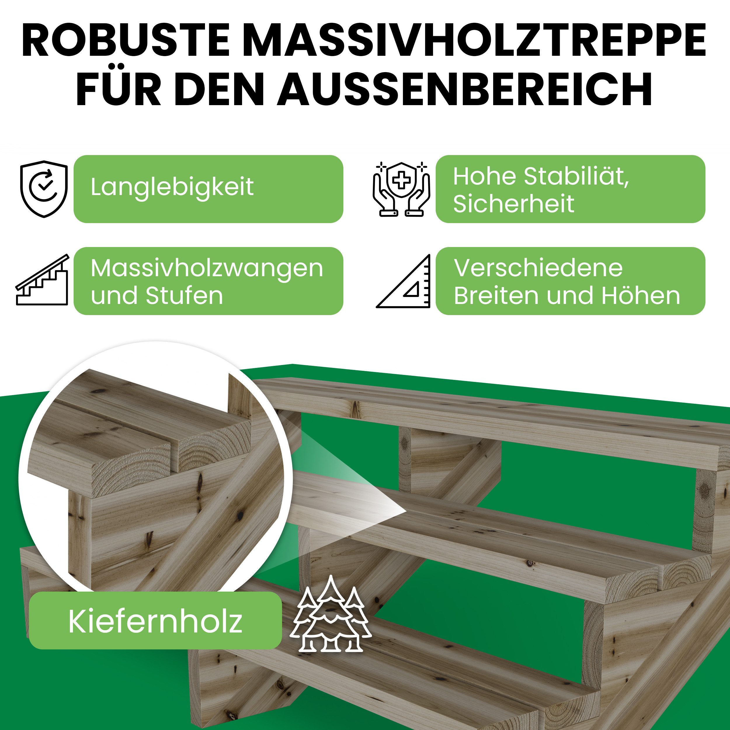 Gartenwelt Riegelsberger Außentreppe Terrassentreppe Kiefer kesseldruckimpr günstig online kaufen