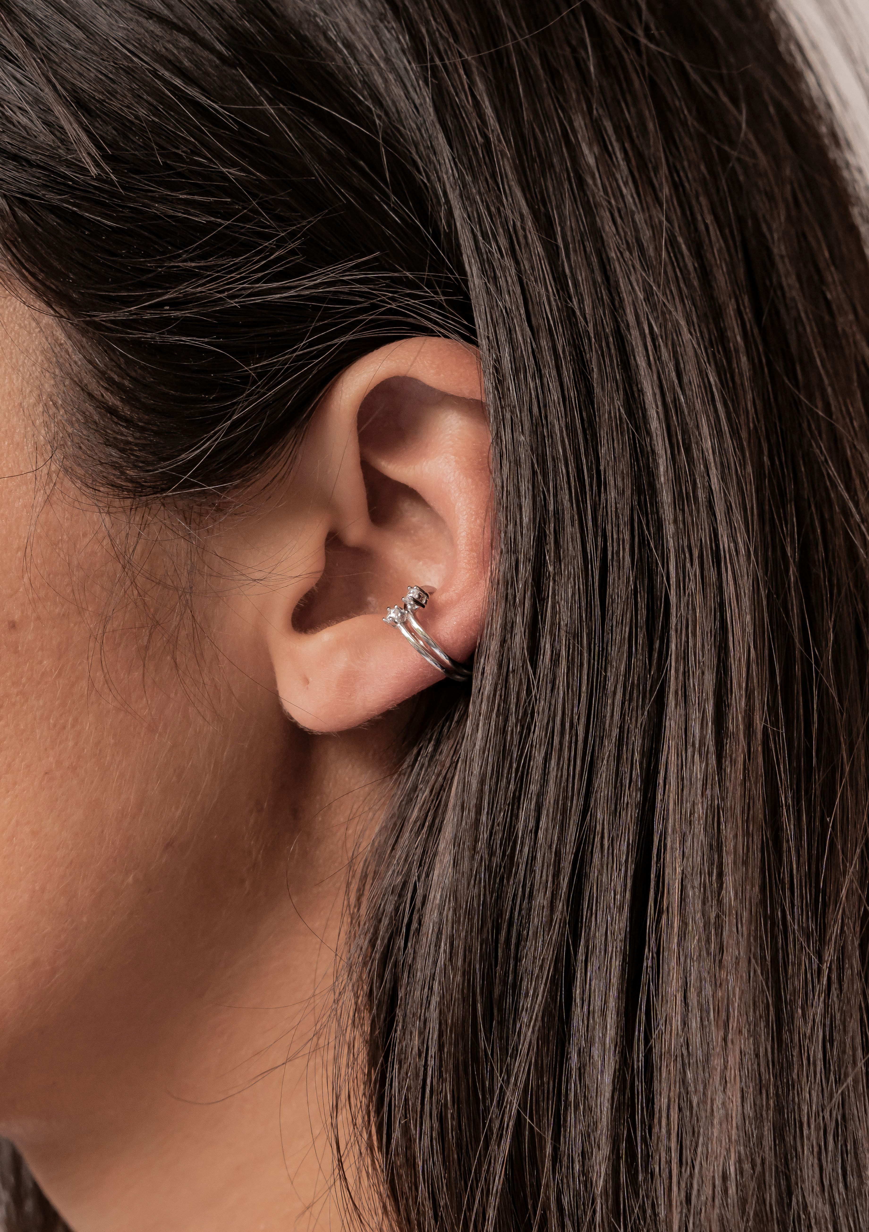Hey Happiness Ohrklemme Mix und Match, aus 925 Silber vergoldet, Kreuz, Edelsteine oder Wellen Ohrring ohne Loch, Damen Ear Cuff