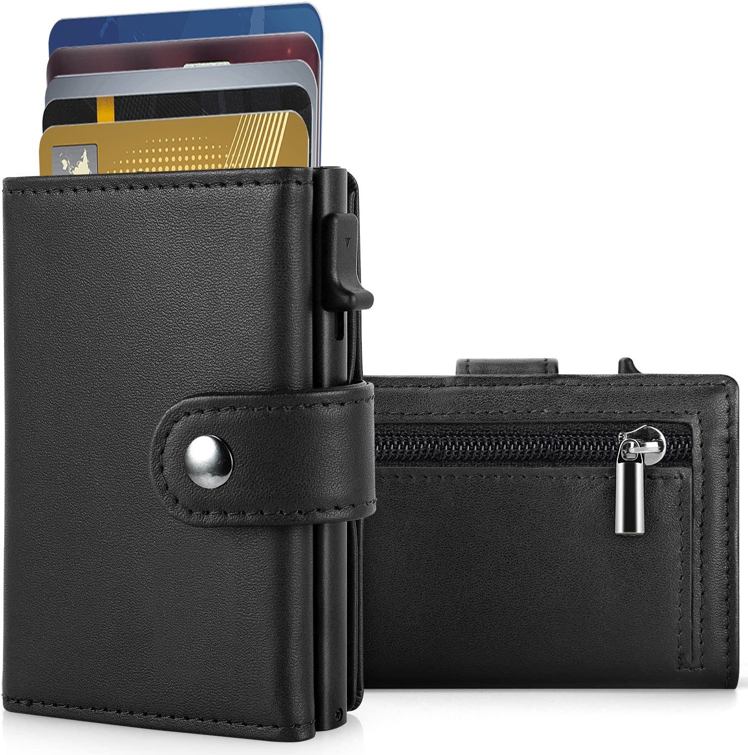 Fyrove Geldbörse Geldbeutel Herren Slim Wallet mit RFID-Schutz (Premium Leder Portemonnaie Herren mit Münzfach, Tragbar und Langlebig Brieftasche Herren), Mini Kreditkartenetui Kartenetui Männer)