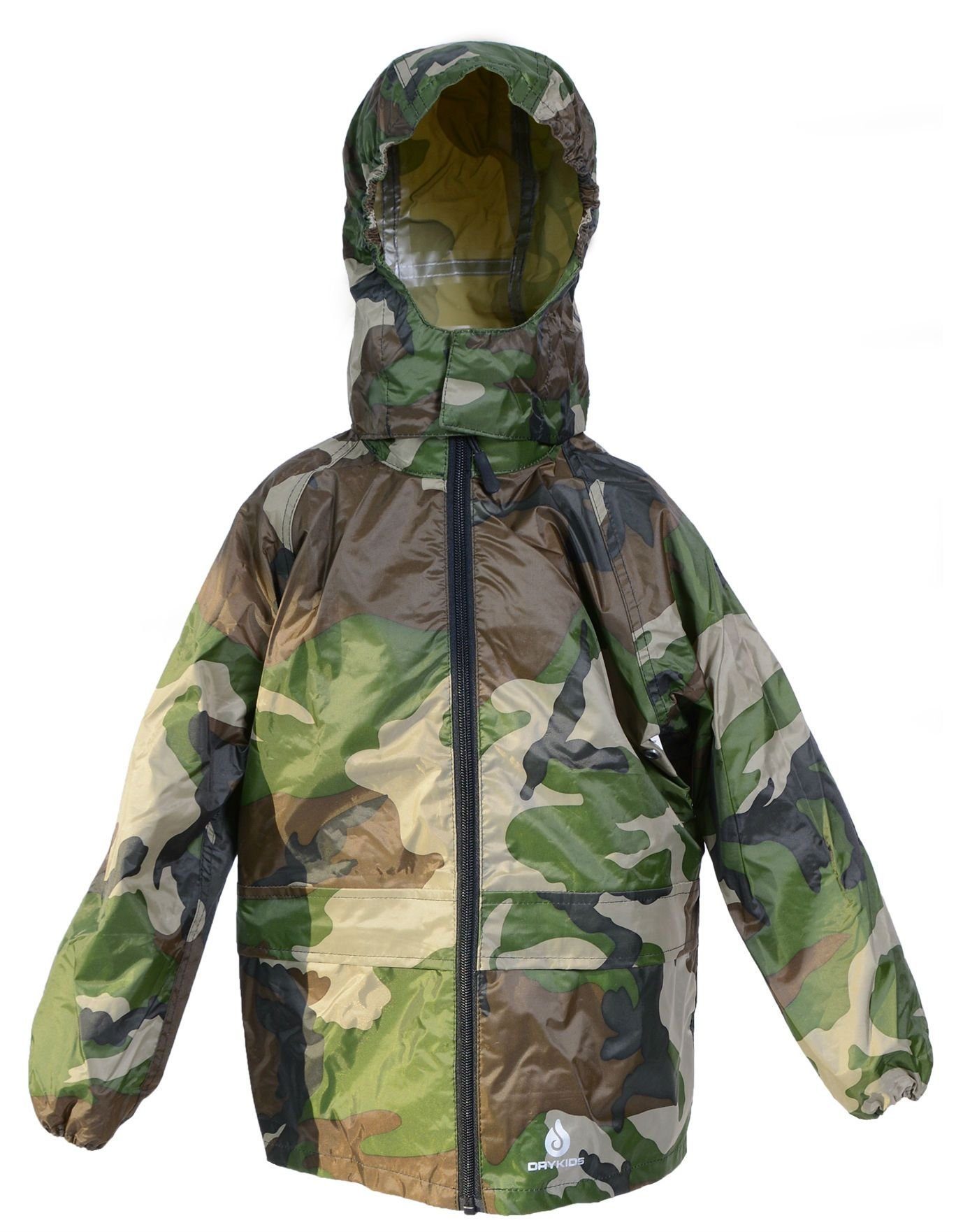 DRY KIDS Regenjacke (1-St) Wasserdichte Jacke für Kinder verschweißte Nähte  Größe 158 - 164 reflektierende Regenbekleidung Camouflage-Grün online  kaufen | OTTO