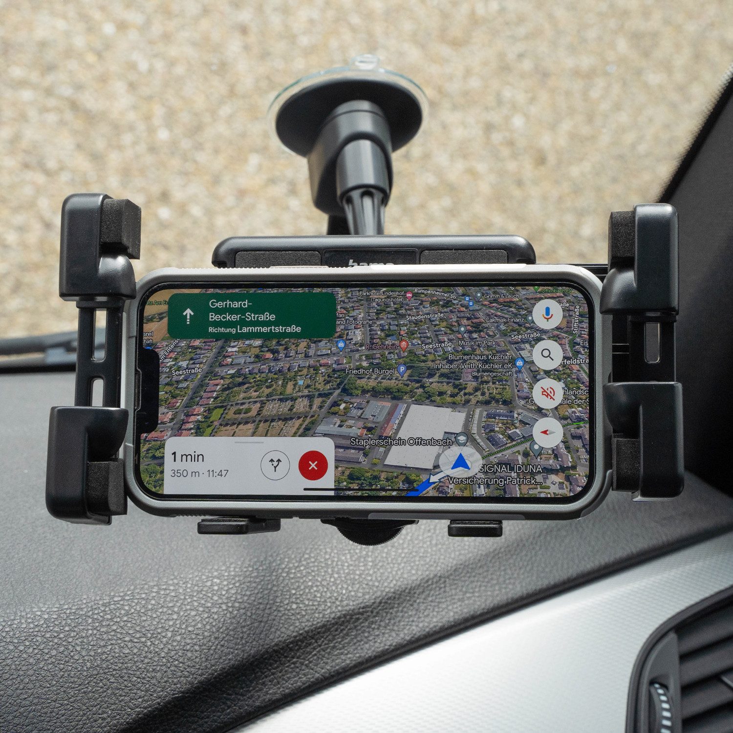 Hama Halterung Universal 2in1 Handy-Halterung Navi-Halter, (Schwanenhals Auto-Scheibe Saugnapf 360-Grad Einstellbar)