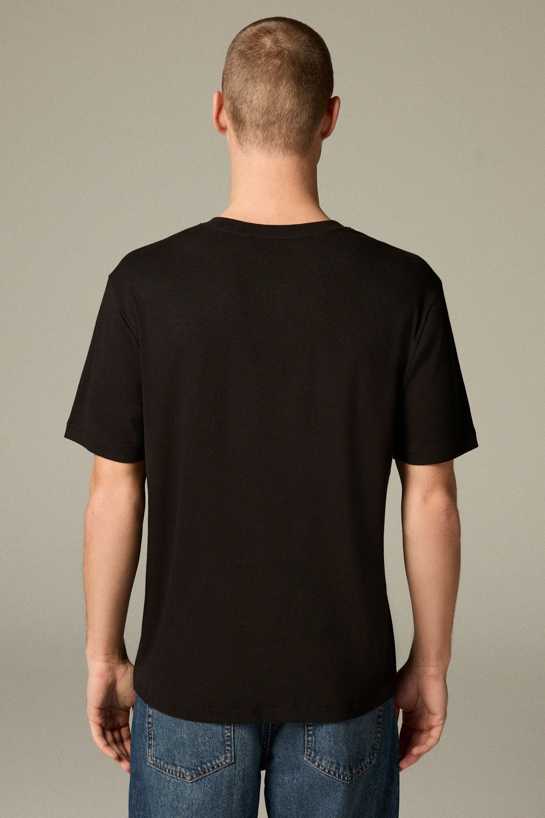 Next T-Shirt Geripptes T-Shirt mit Grandad-Kragen günstig online kaufen