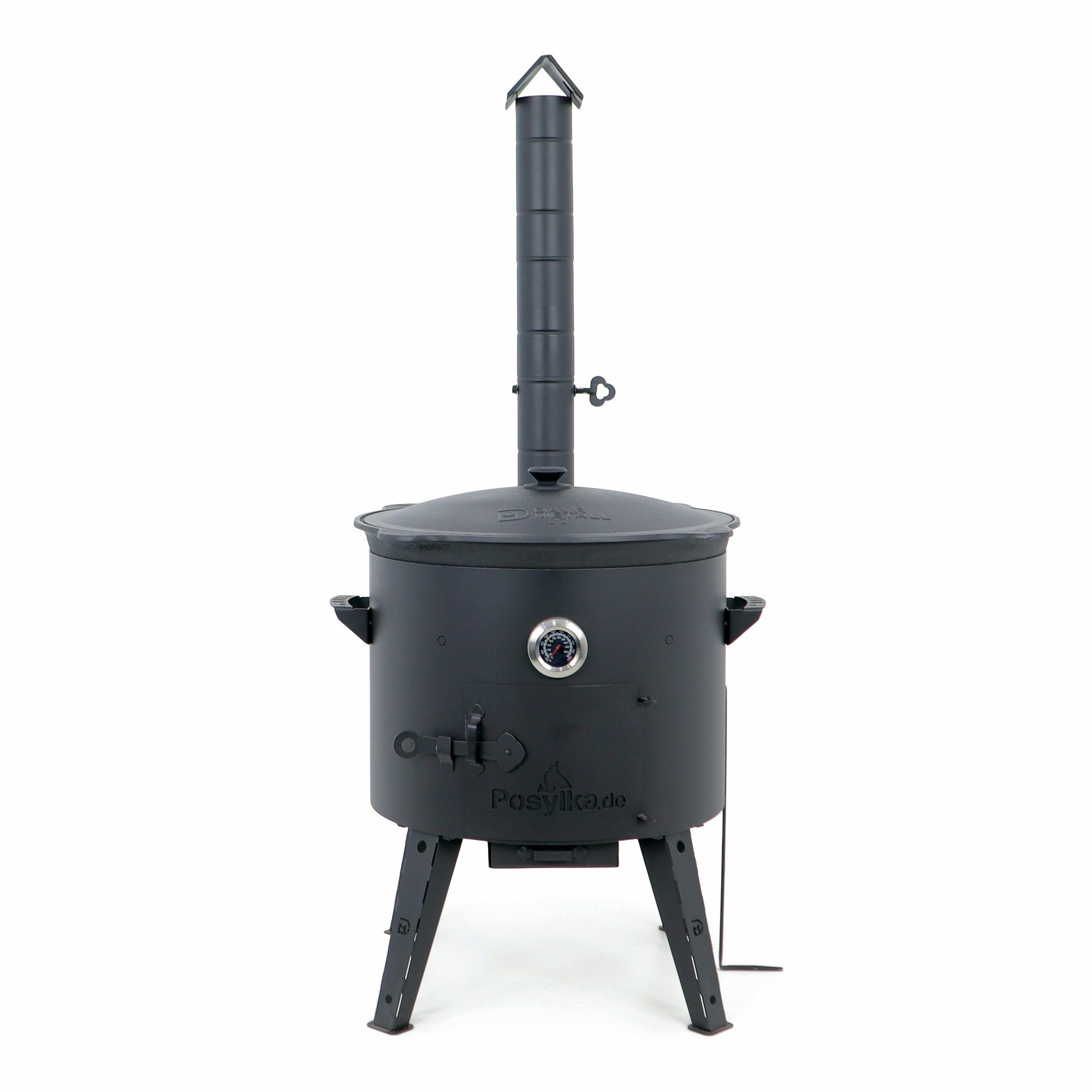 Posylka.de Feuerstelle Gulaschkessel-Set Ø 49 cm Kasan 22 L flacher Boden 7-teilig, (7-St)
