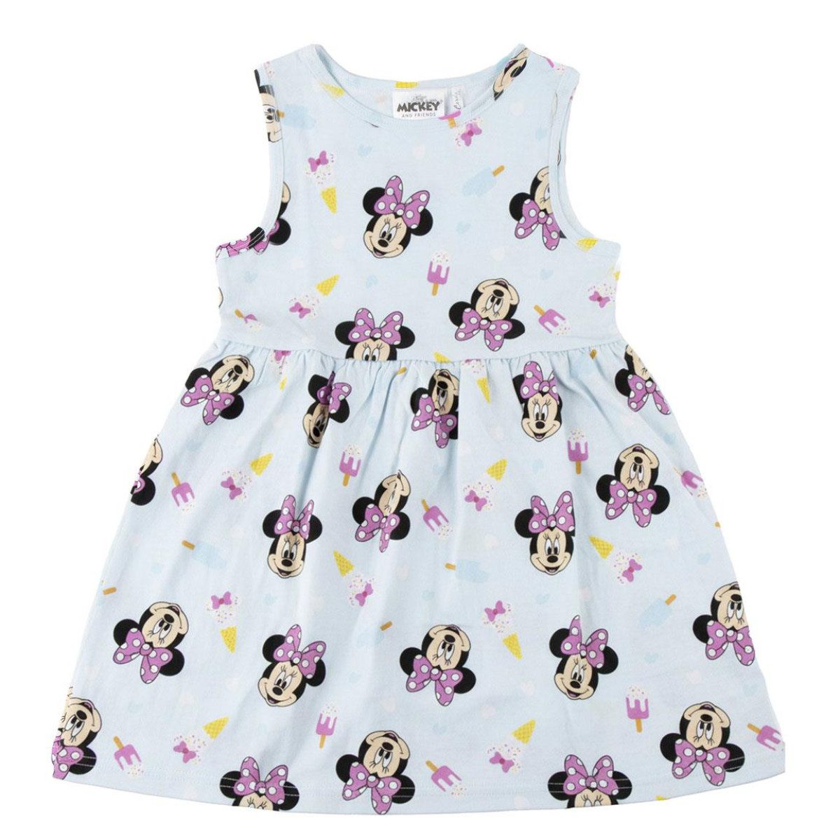 Disney Minnie Mouse Sommerkleid Kinder Jersey Kleid Baumwolle Single Jersey Sommer Alltag (Packung, Einteilig)
