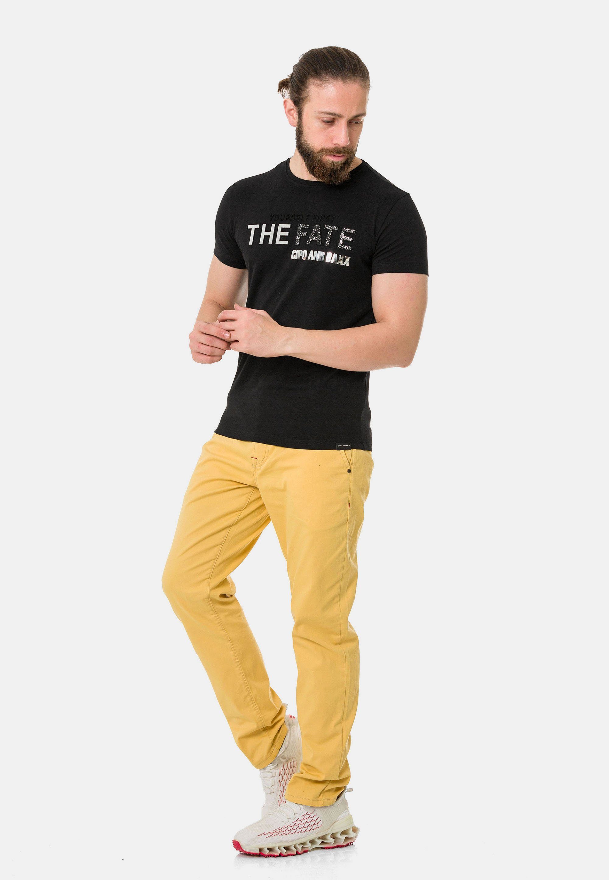 Cipo schwarz Statement-Schriftzug & mit Baxx T-Shirt