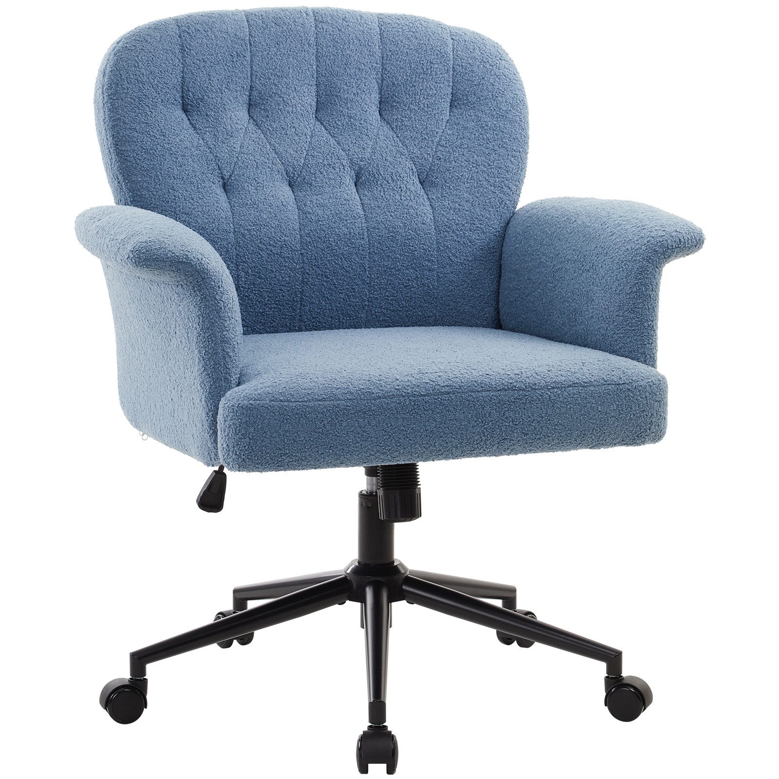 IWMH Bürostuhl Höhenverstellbar Drehstuhl (Teddystoff Schreibtischstuhl), Stuhl für Schminktisch, Schlafzimmer, Homeoffice
