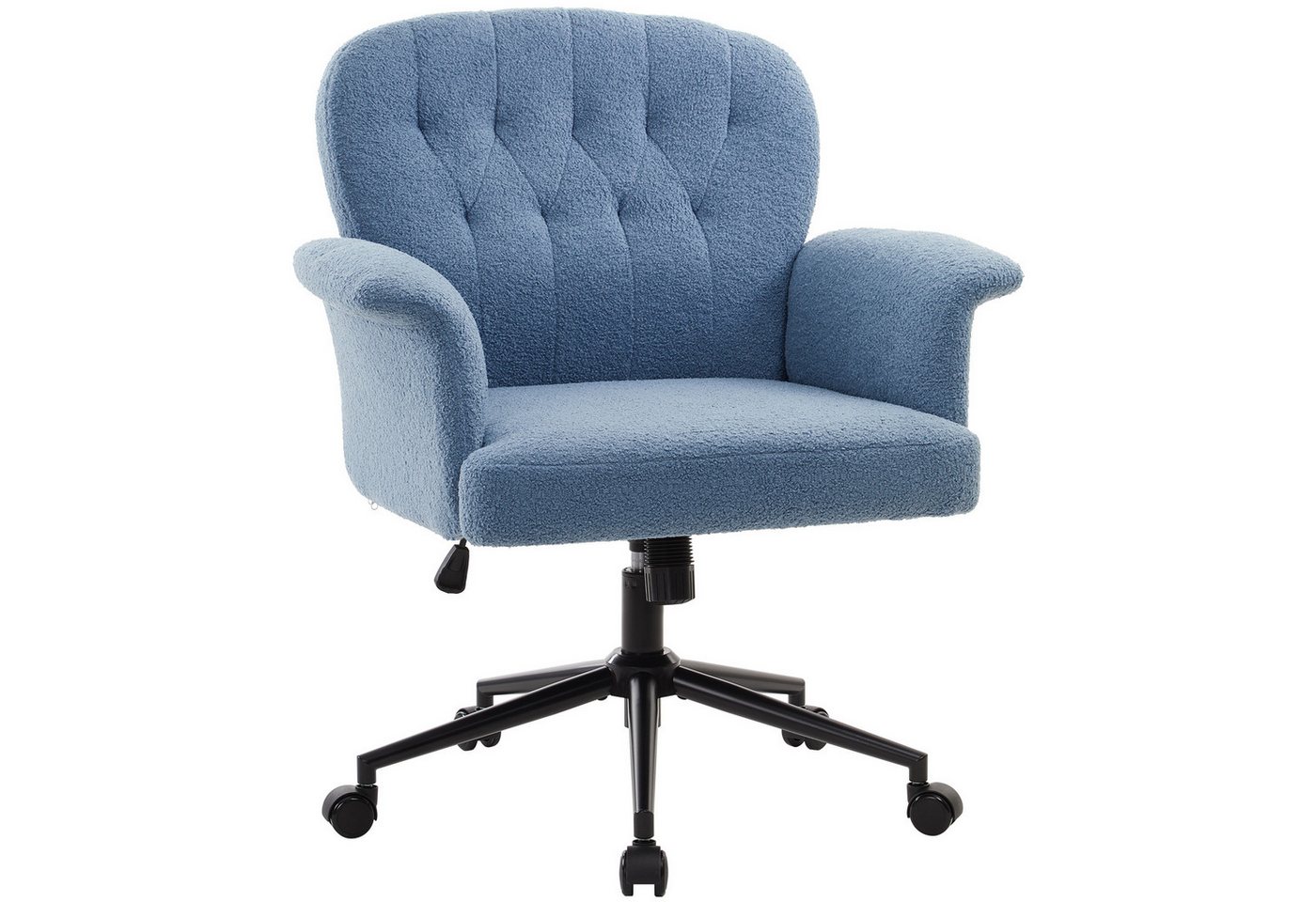 IWMH Bürostuhl Höhenverstellbar Drehstuhl (Teddystoff Schreibtischstuhl), Stuhl für Schminktisch, Schlafzimmer, Homeoffice