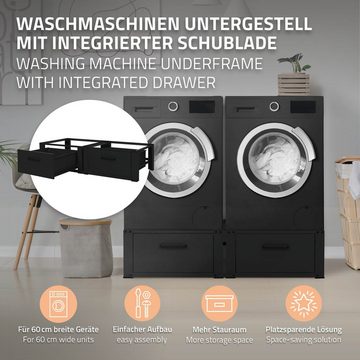 ML-DESIGN Waschmaschinenuntergestell Waschmaschinenznterschrank Waschmaschinensockel Erhöhung Unterbau, 2-Fach Stahl Schwarz 2 Schubladen 128x53,5x31,5cm bis 150Kg