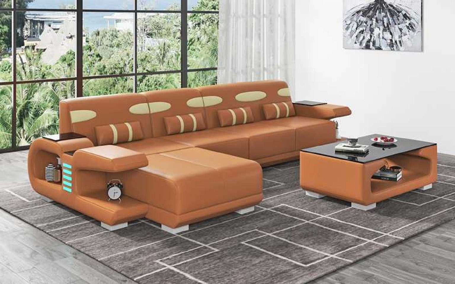 JVmoebel Ecksofa Design Ecksofa L Form Liege Modern Ledersofa Kunstleder Sofa Sofas, 3 Teile, Made in Europe Braun