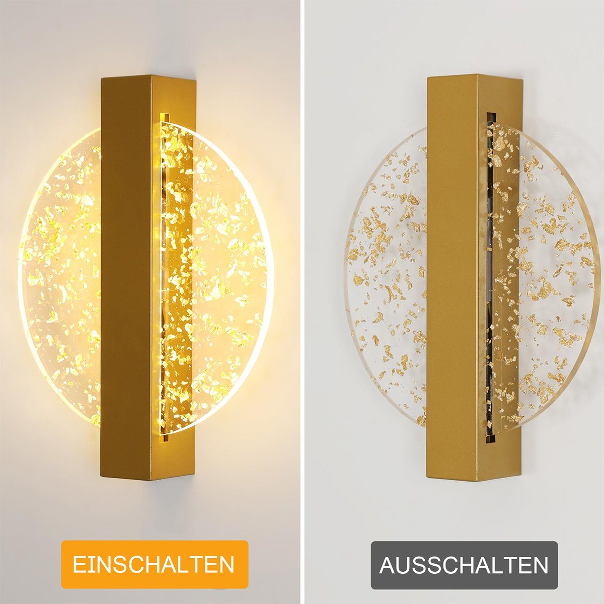 LED-Wandleuchte, Leichte Warmes Wandleuchte Licht Luxus-Silberfolie DOPWii Korridorleuchte, Gold dreifarbig
