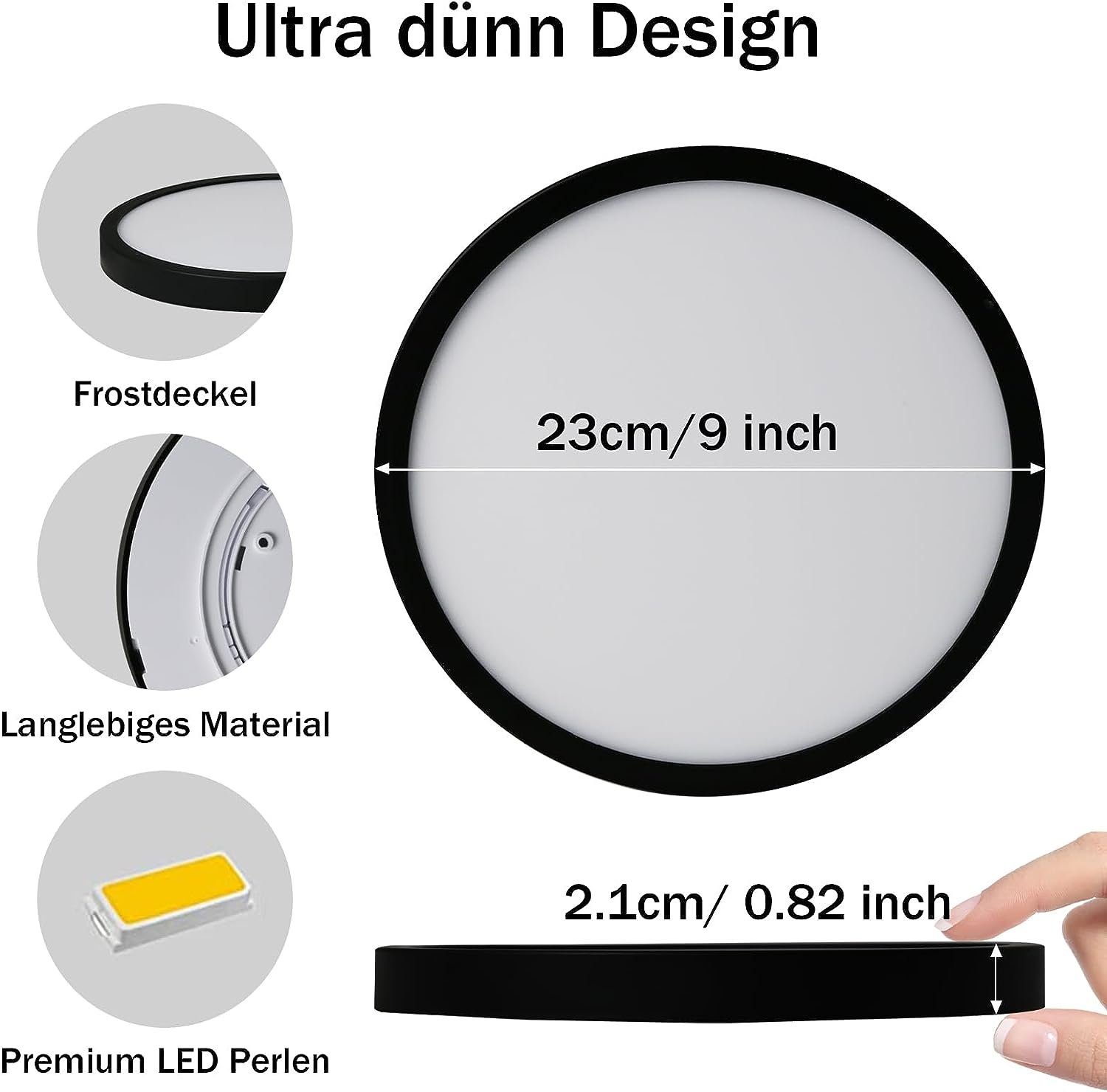 Nettlife LED Panel Deckenleuchte Schwarz Rund günstig online kaufen