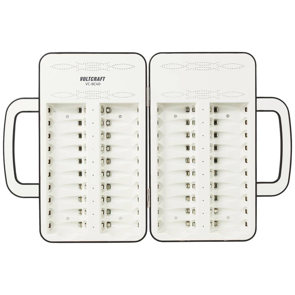 VOLTCRAFT Rundzellen-Ladegeräte-Koffer 40 Kanäle AA/AAA VC-14865480 Rundzellen-Lader (Automatischer Akkutest, Akku-Diagnose, Akkuerkennung)