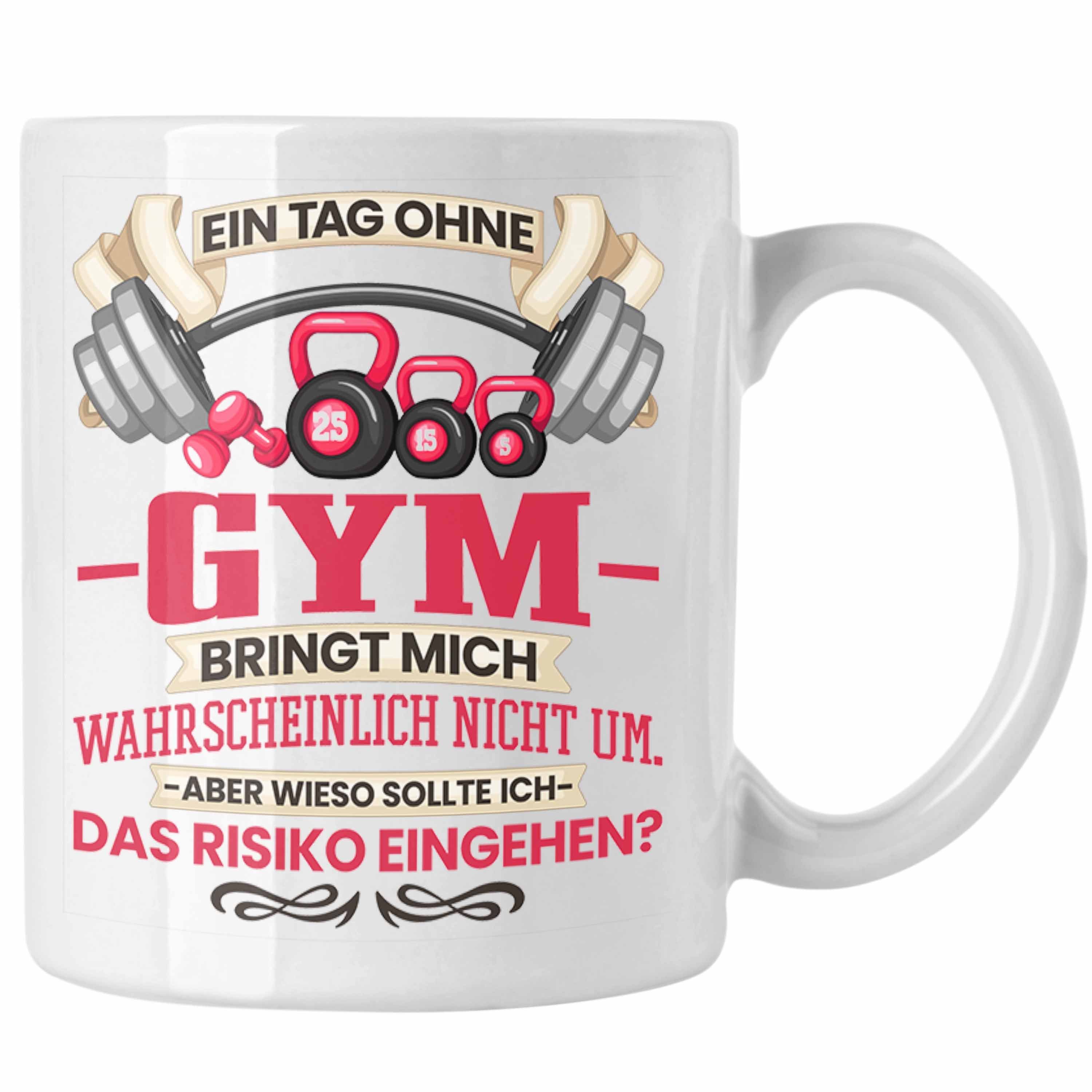 Trendation Tasse Trendation - Gym Tasse Geschenk Fitness Spruch Geschenkidee für Fitnes Weiss | Teetassen