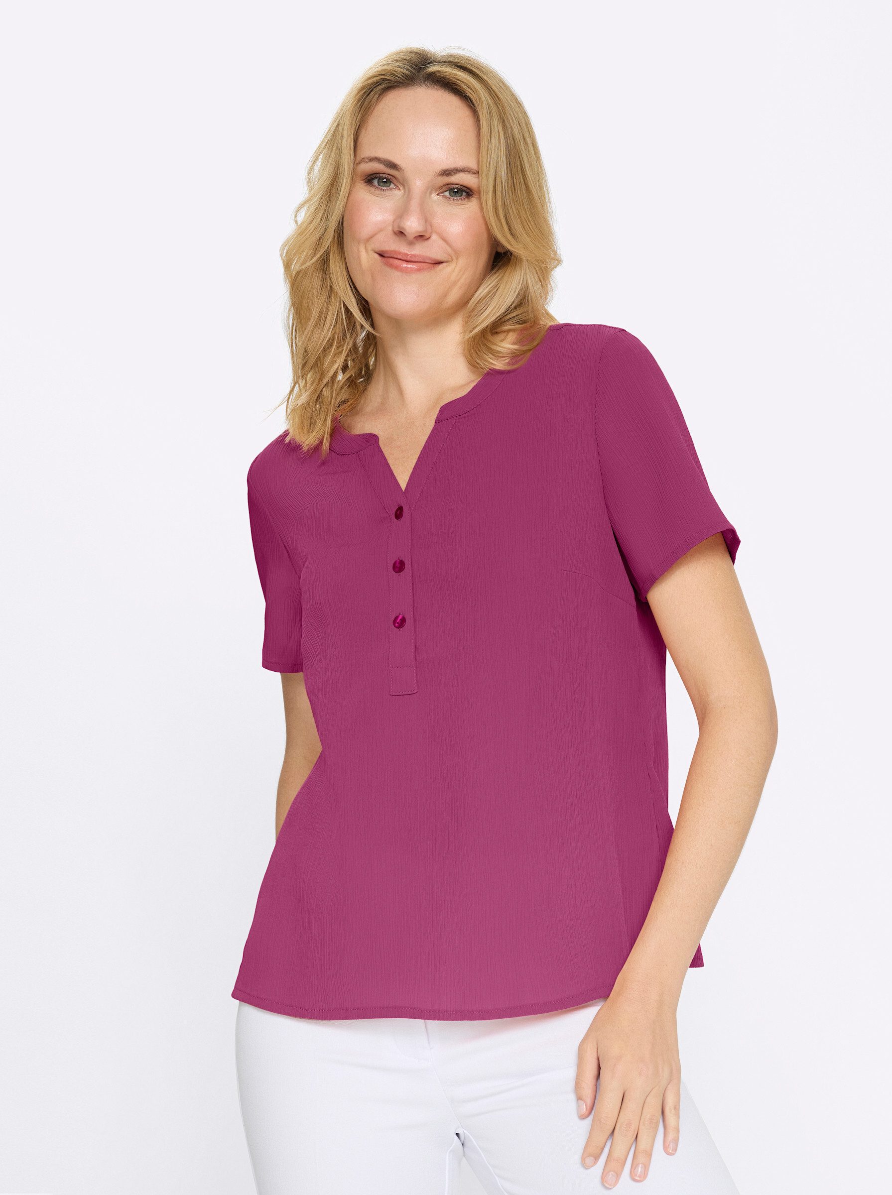 Klassische Bluse Schlupfbluse Kurzarm