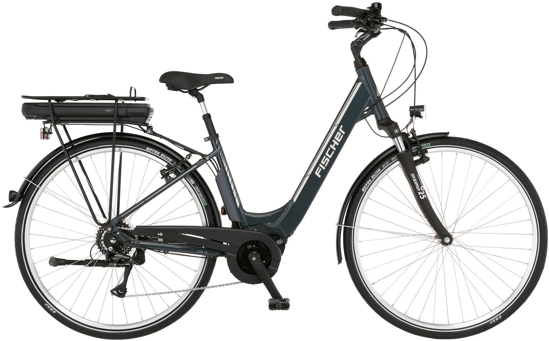 FISCHER Fahrrad E-Bike CITA 1.5 522 44, 8 Gang Shimano Acera Schaltwerk, Kettenschaltung, Mittelmotor, 522 Wh Akku, (Schloss), Pedelec