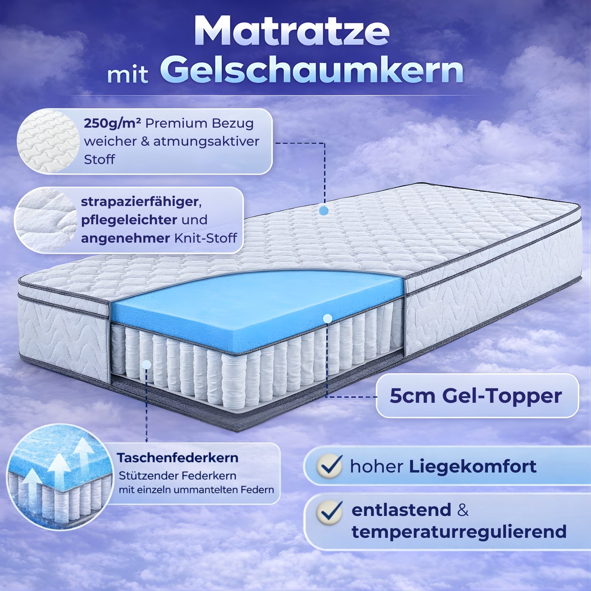 Taschenfederkernmatratze Arensberger Taschen Federkernmatratze mit integrie günstig online kaufen