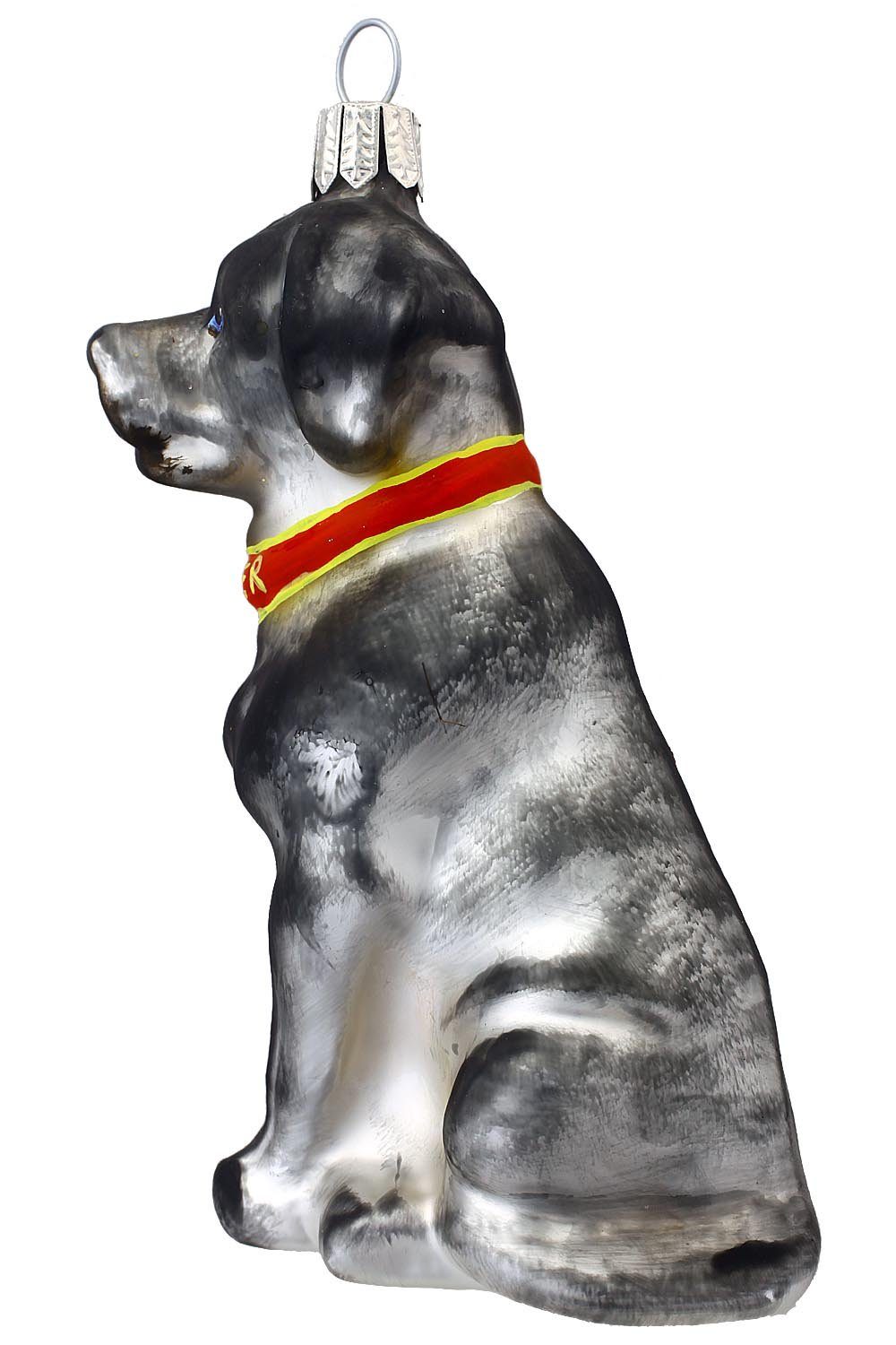 mundgeblasen Christbaumschmuck grau/weiss, Hamburger handdekoriert Weihnachtskontor - Labrador