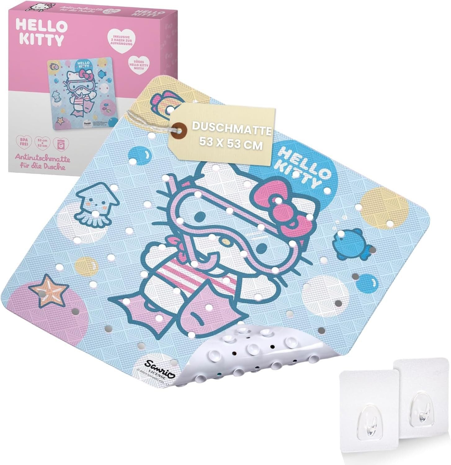 KTN Dr. Neuberger GmbH Badematte Hello Kitty Anti-Rutsch-Matte für die Badewanne/Dusche, schimmelresistent, antibakteriell, rutschfest, PVC