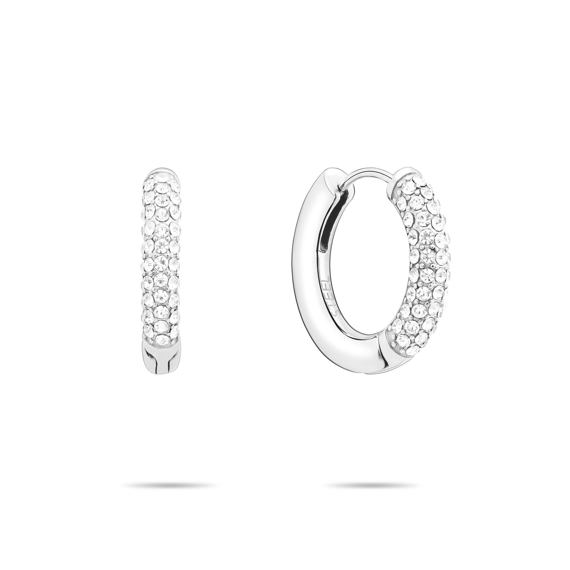 Tamaris Paar Creolen Schmuck Geschenk Edelstahl Creole Glitter Donut Familie, mit Glasstein