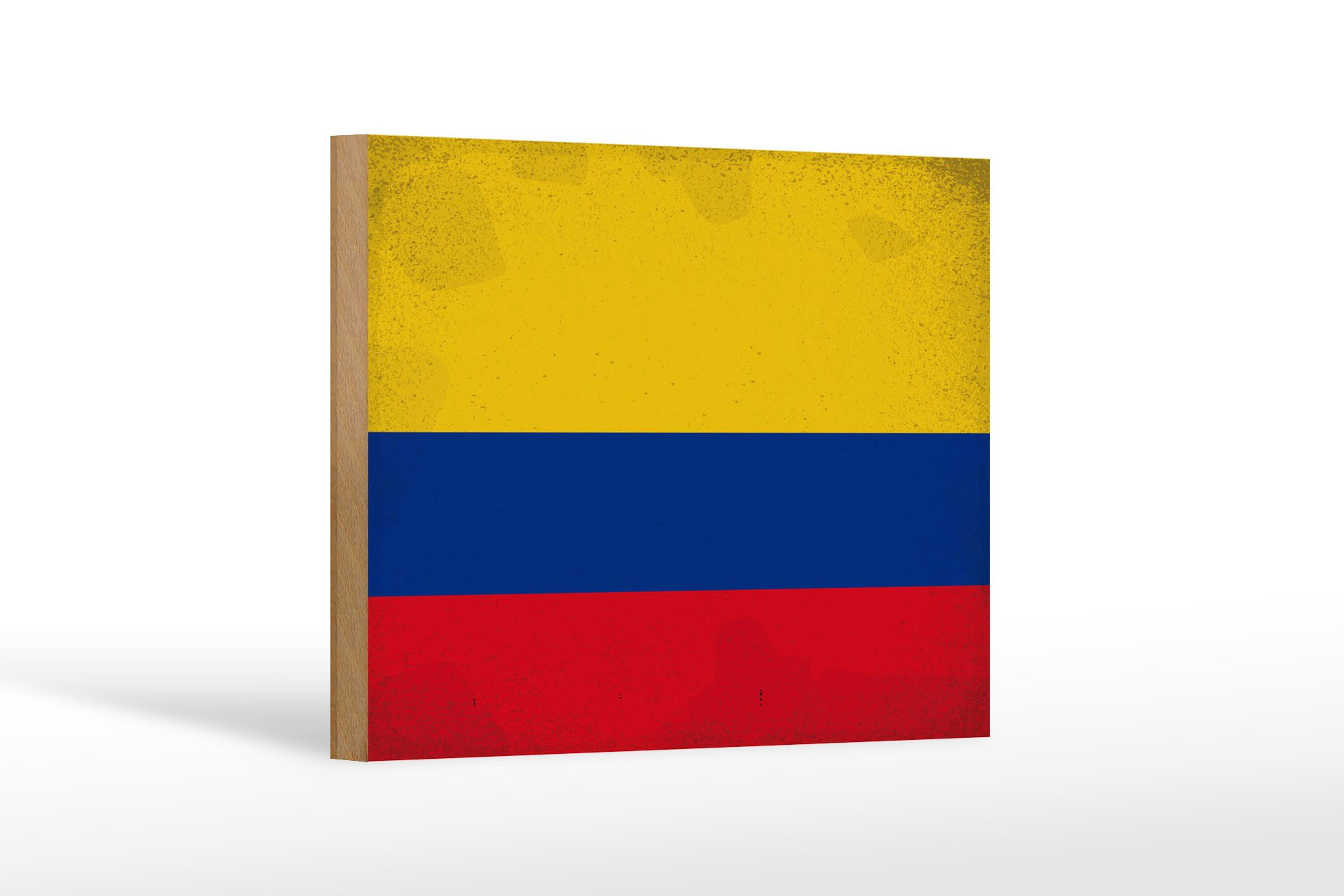 Femer GmbH Holzbild Flagge Kolumbien 18x12 cm Flag Colombia Vintage, Flaggen (1 St), Glatte Holzfaserplatte (MDF), vorn beschichtet