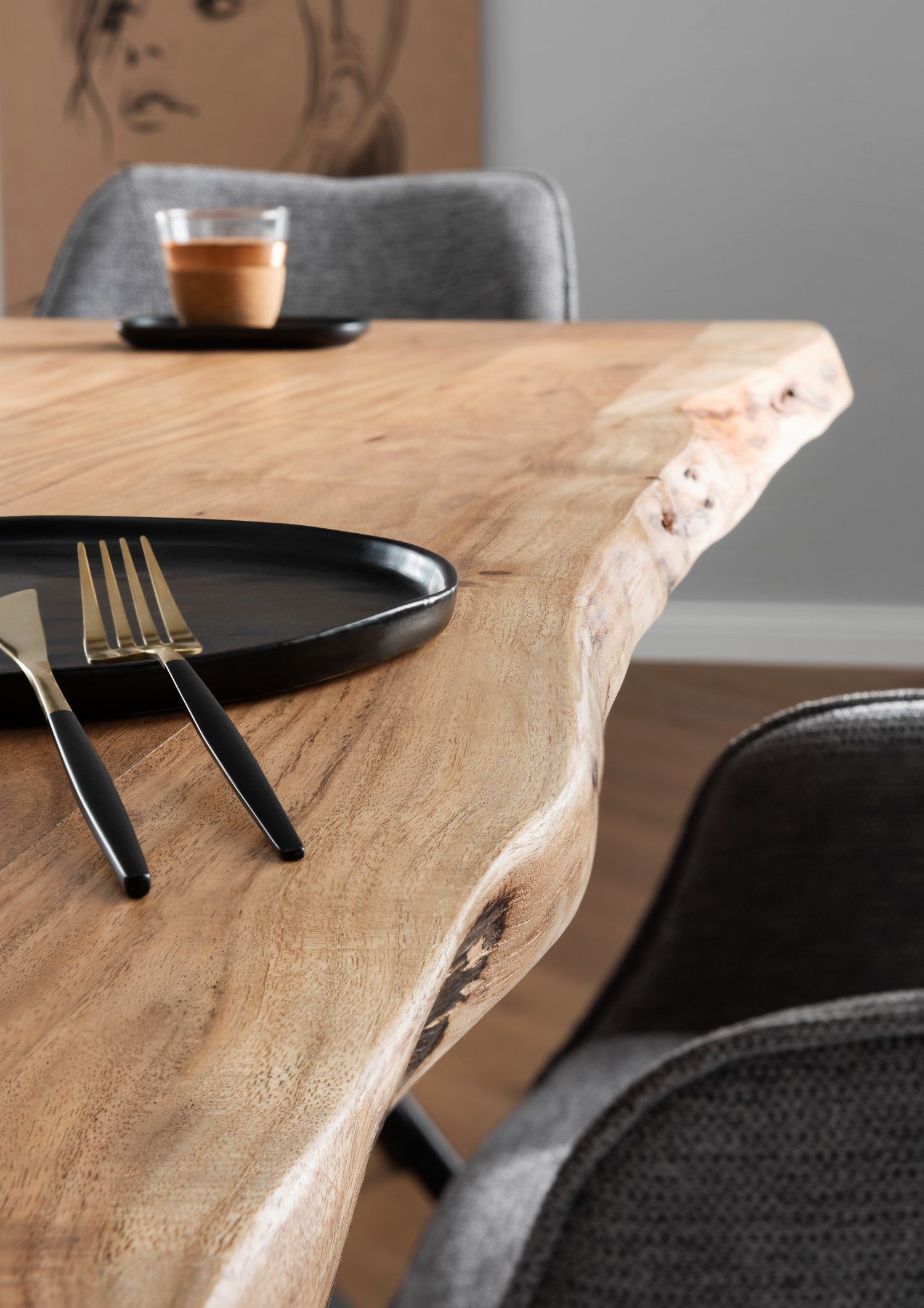 bene living Essgruppe Baumkantentisch Catania, 6er günstig online kaufen