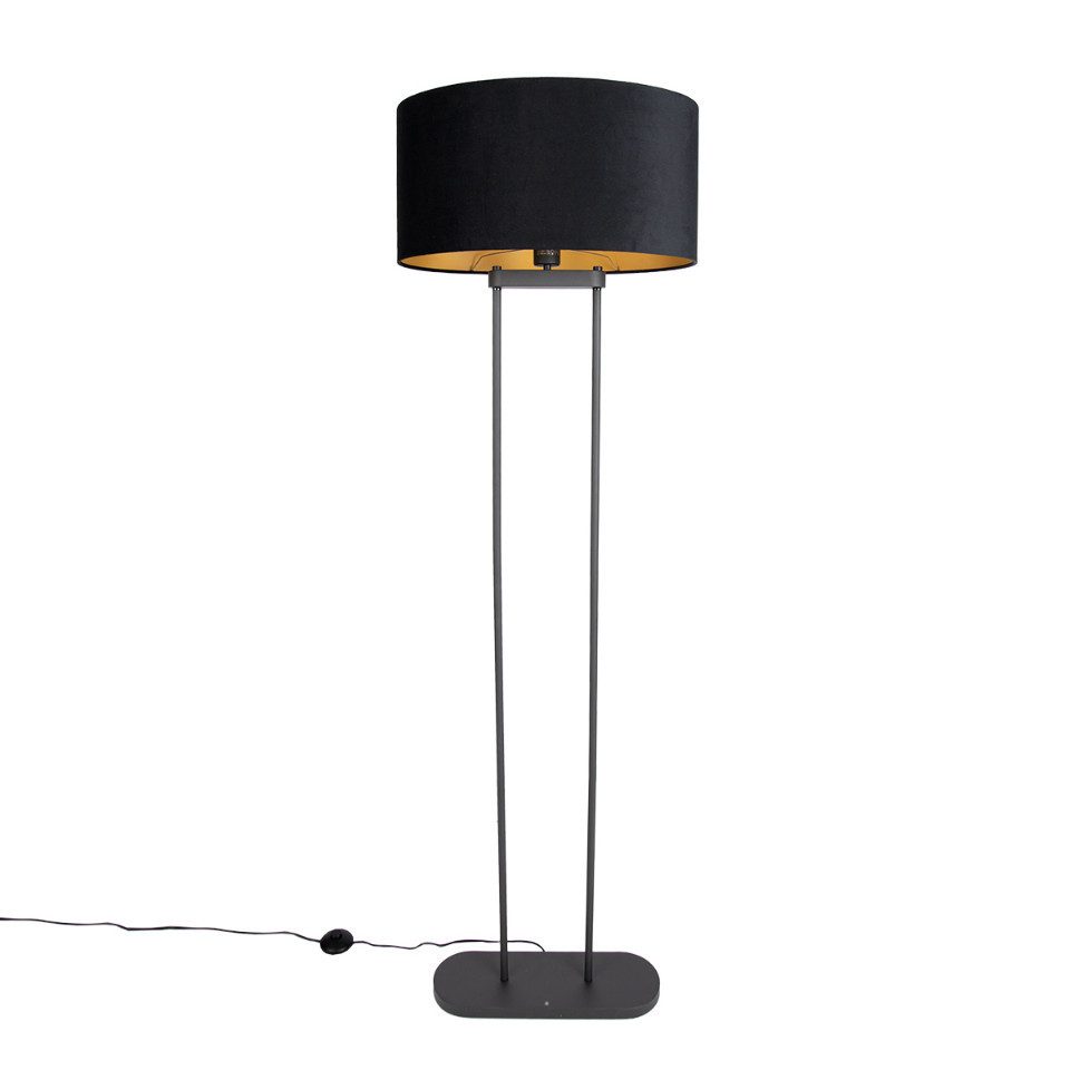 Qazqa Stehlampe Thijmen, ohne Leuchtmittel, E27, Schwarz, Modern, Stahl, 1-flammig