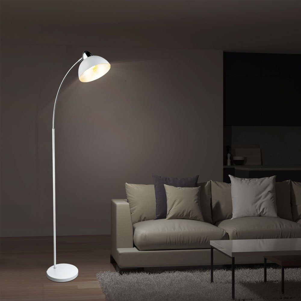 etc-shop LED Bogenlampe, Leuchtmittel nicht inklusive, Bogen Leuchte Wohn Schlaf Zimmer Beleuchtung Blattsilber Chrom | Bogenlampen