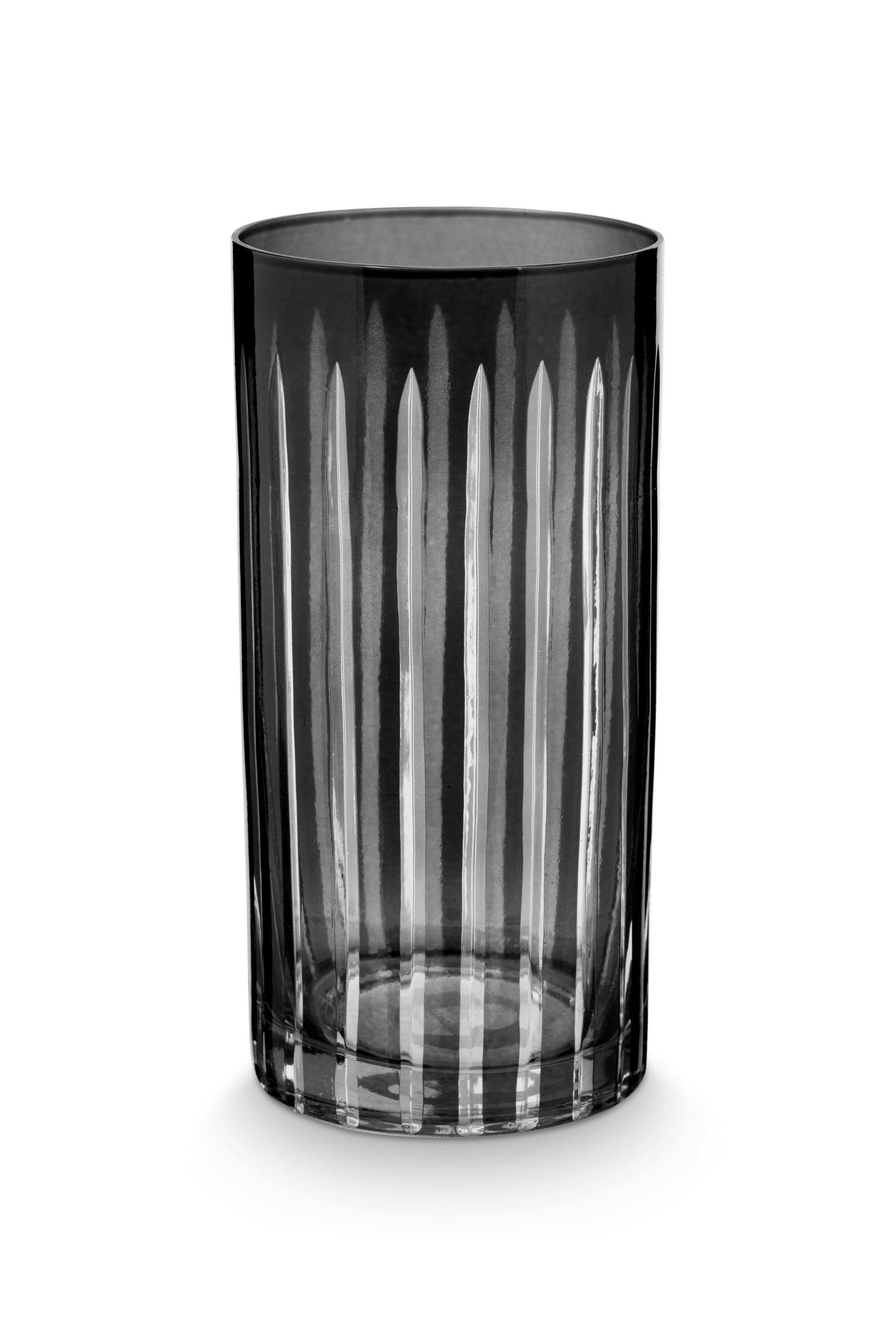 vtwonen Glas VT Wonen Longdrink-/ Wasserglas aus der Serie BLACK RELIEVO, schwarz, Glas