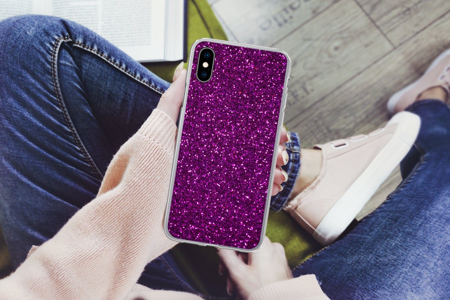 MuchoWow Handyhülle für Apple iPhone X Lila - Rosa - Muster - Abstrakt, Smartphone-Bumper, Print, Handy Schutzhülle Dünn