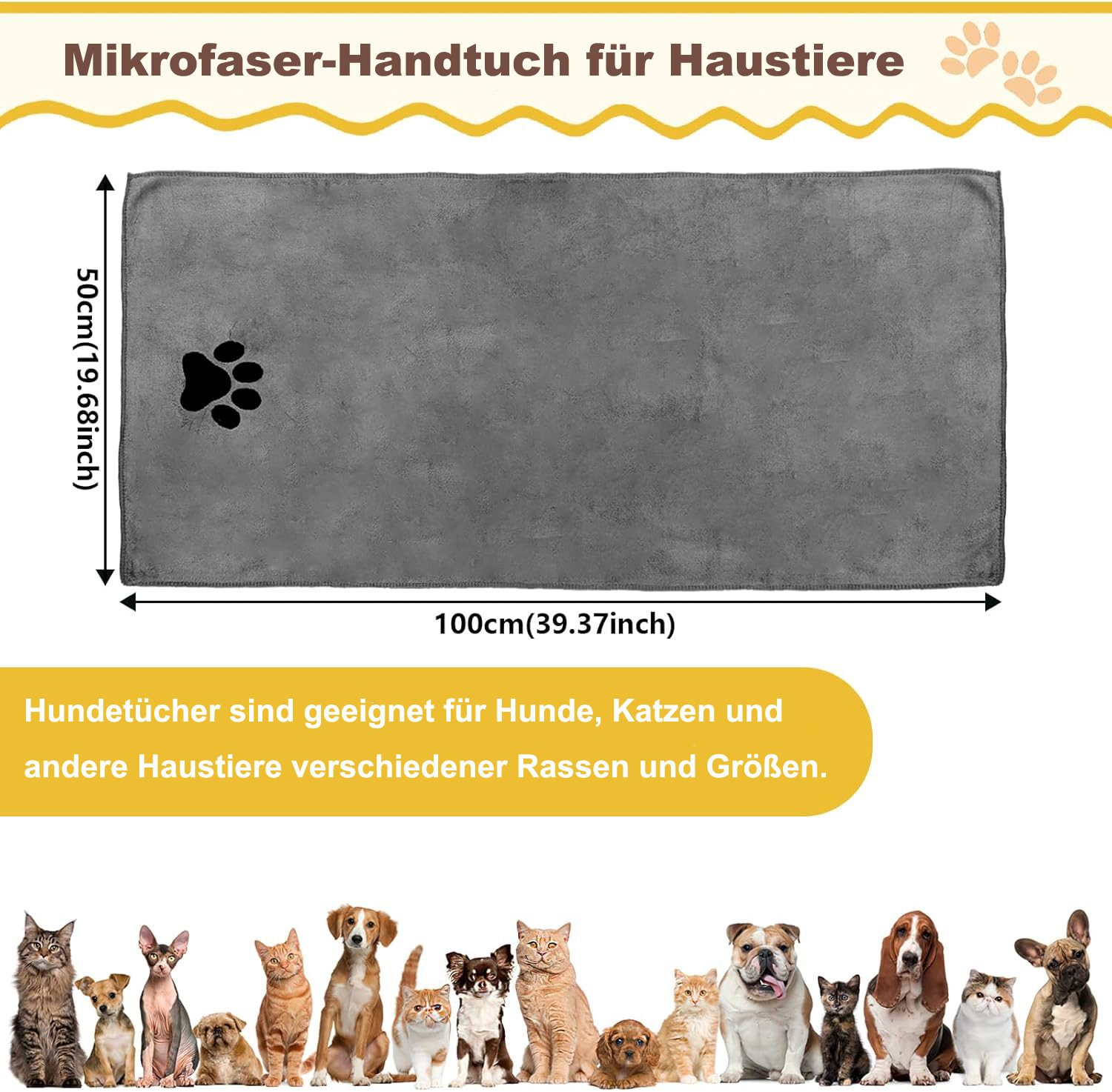 Coonoor Hundehandtuch Schnelltrocknendes Mikrofasertuch für Haustiere, supe günstig online kaufen