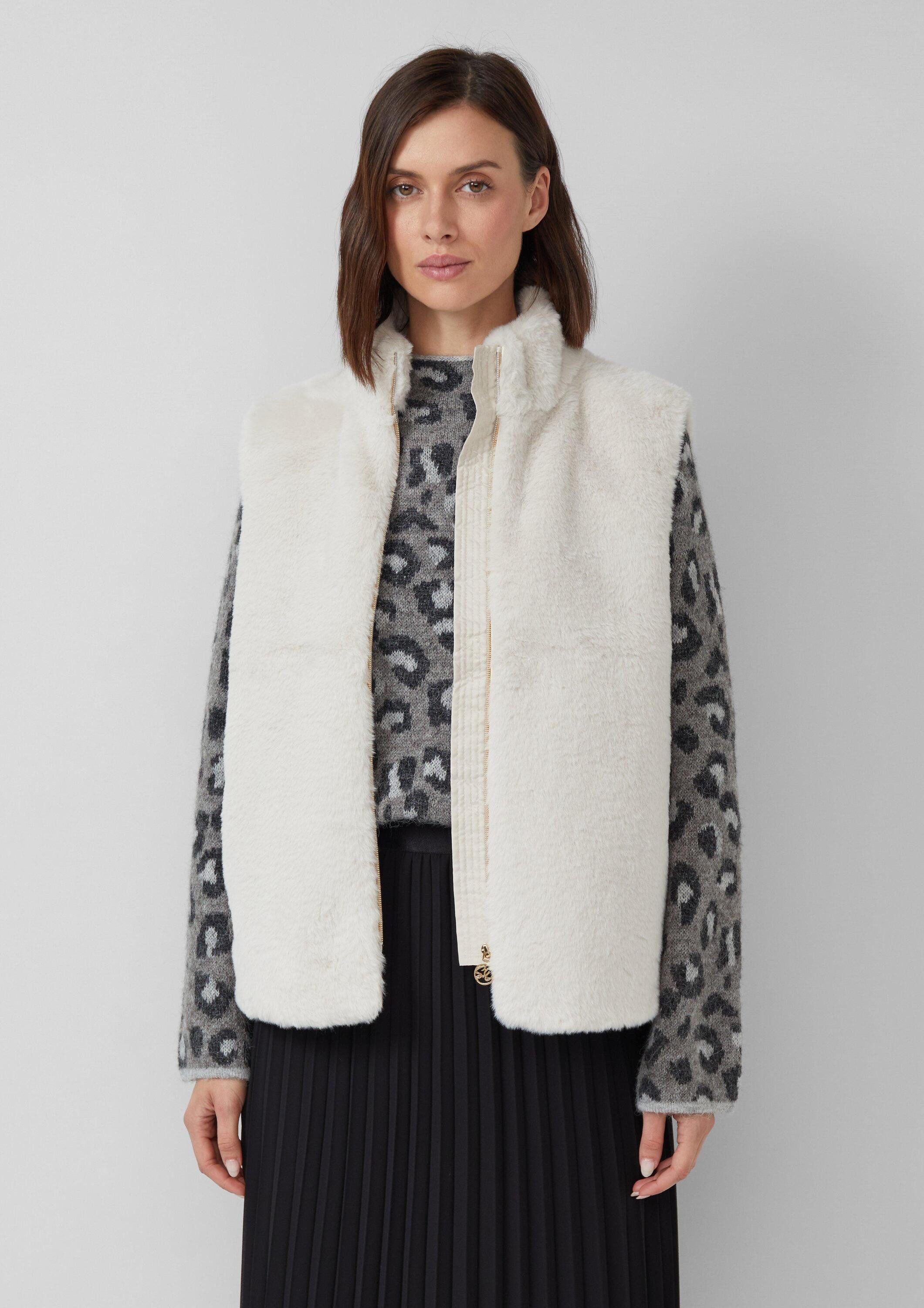 s.Oliver Outdoorjacke Outdoor-Weste Weste aus Teddyplüsch mit Stehkragen günstig online kaufen