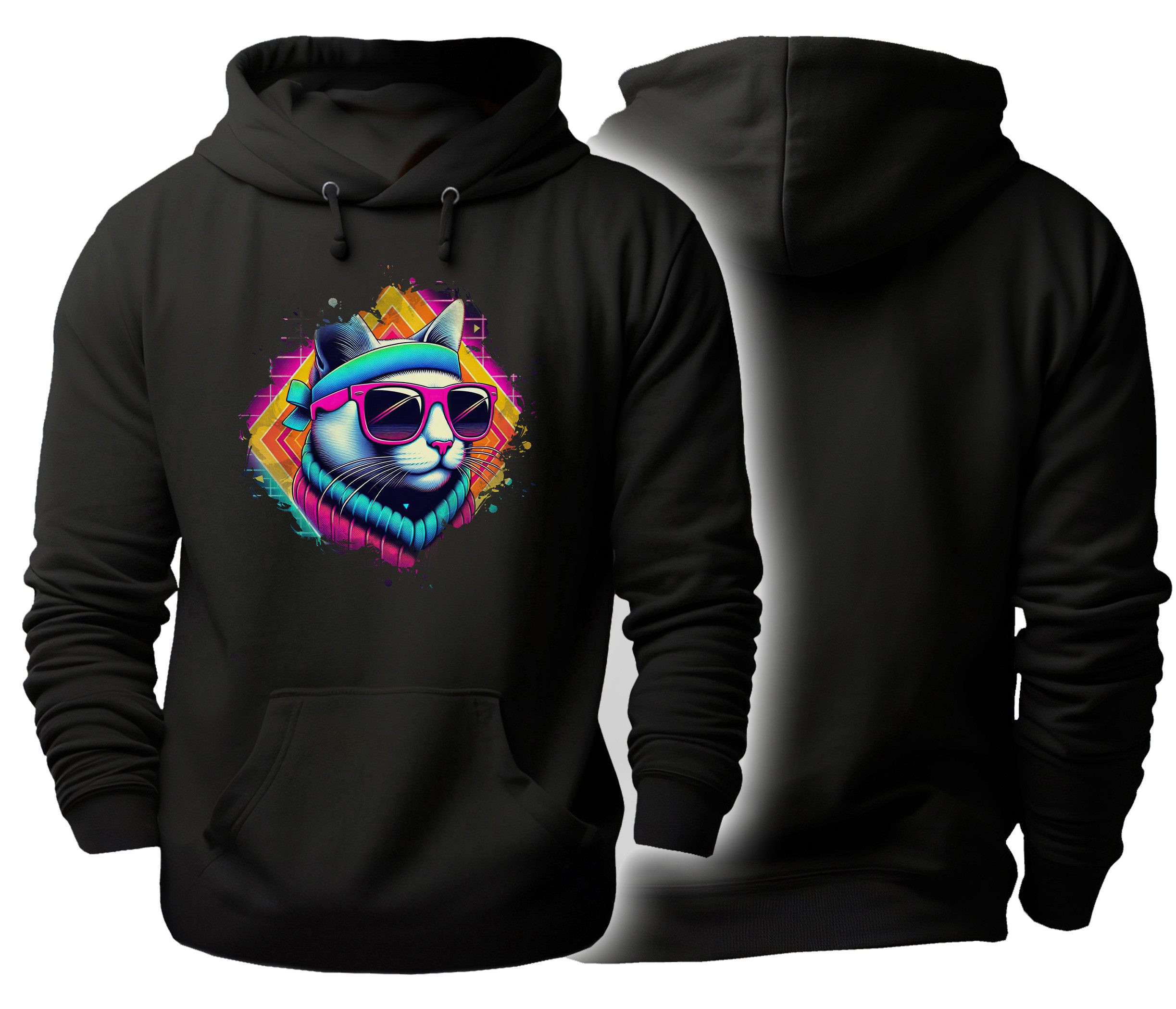 Hoodie Urbaner Streetart Kapuzen Pullover - Katzen Hoodie
