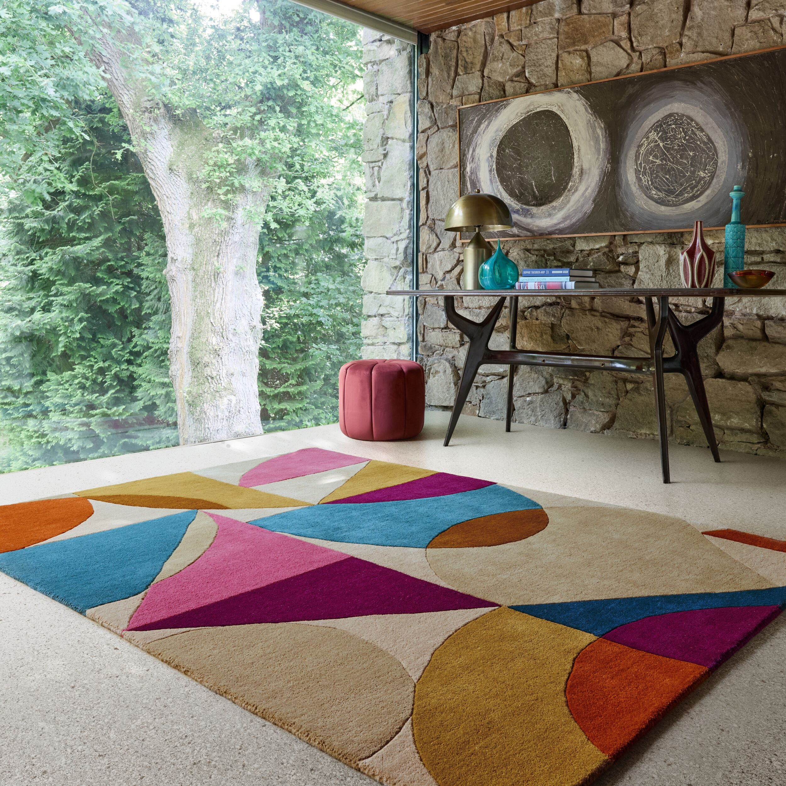 FLAIR RUGS Wollteppich Oblix mehrfarbig, rechteckig, Höhe: 12 mm, mit geometrischem Design