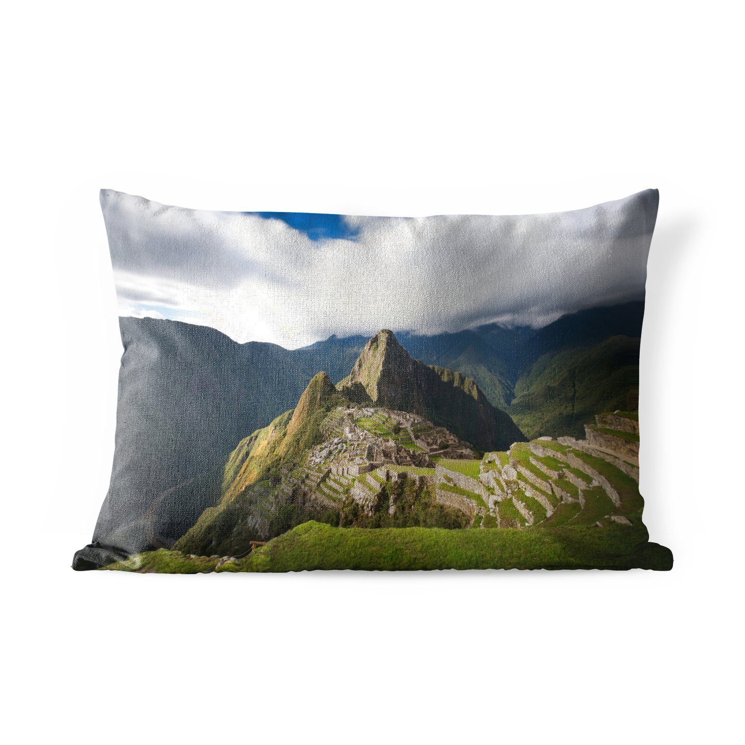 Machu Picchu Dekokissen Outdoor-Dekorationskissen, Vogelperspektive, Dekokissenbezug, Kissenhülle aus MuchoWow der Polyester,