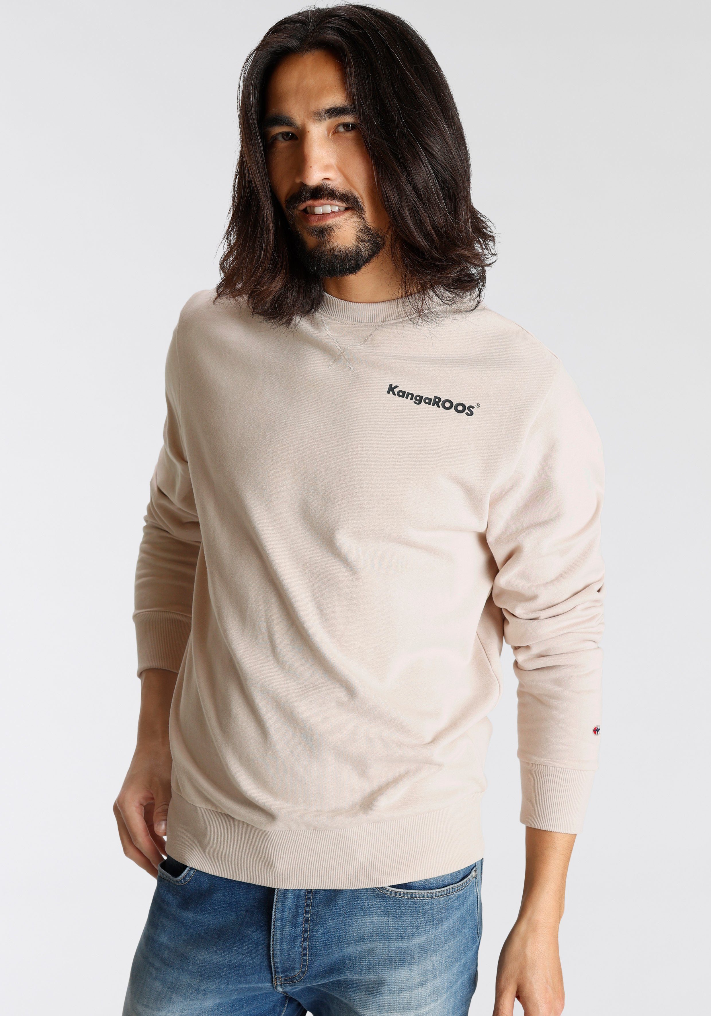 KangaROOS Sweatshirt mit Logoschriftzug beige