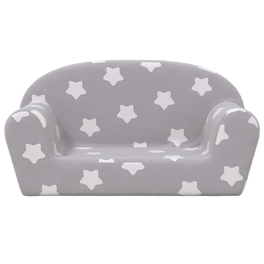 Hellgrau furnicato Plüsch Sternen Weich mit 2-Sitzer Kindersofa
