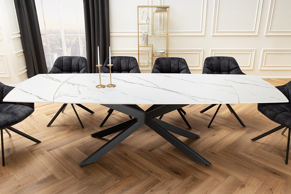 riess-ambiente Esstisch COSMOS 160-240cm weiß/schwarz - Keramik, Metallgestell, ausziehbar (Einzelartikel, 1-St), verlängerbarer Konferenztisch für 12 Personen - ideal für Essbereich