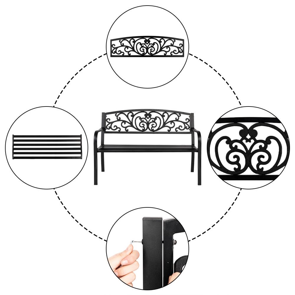 VINGLI Gartenbank Metall, Wetterfeste Sitzbank für 2-3 Sitzer, für Garten B günstig online kaufen