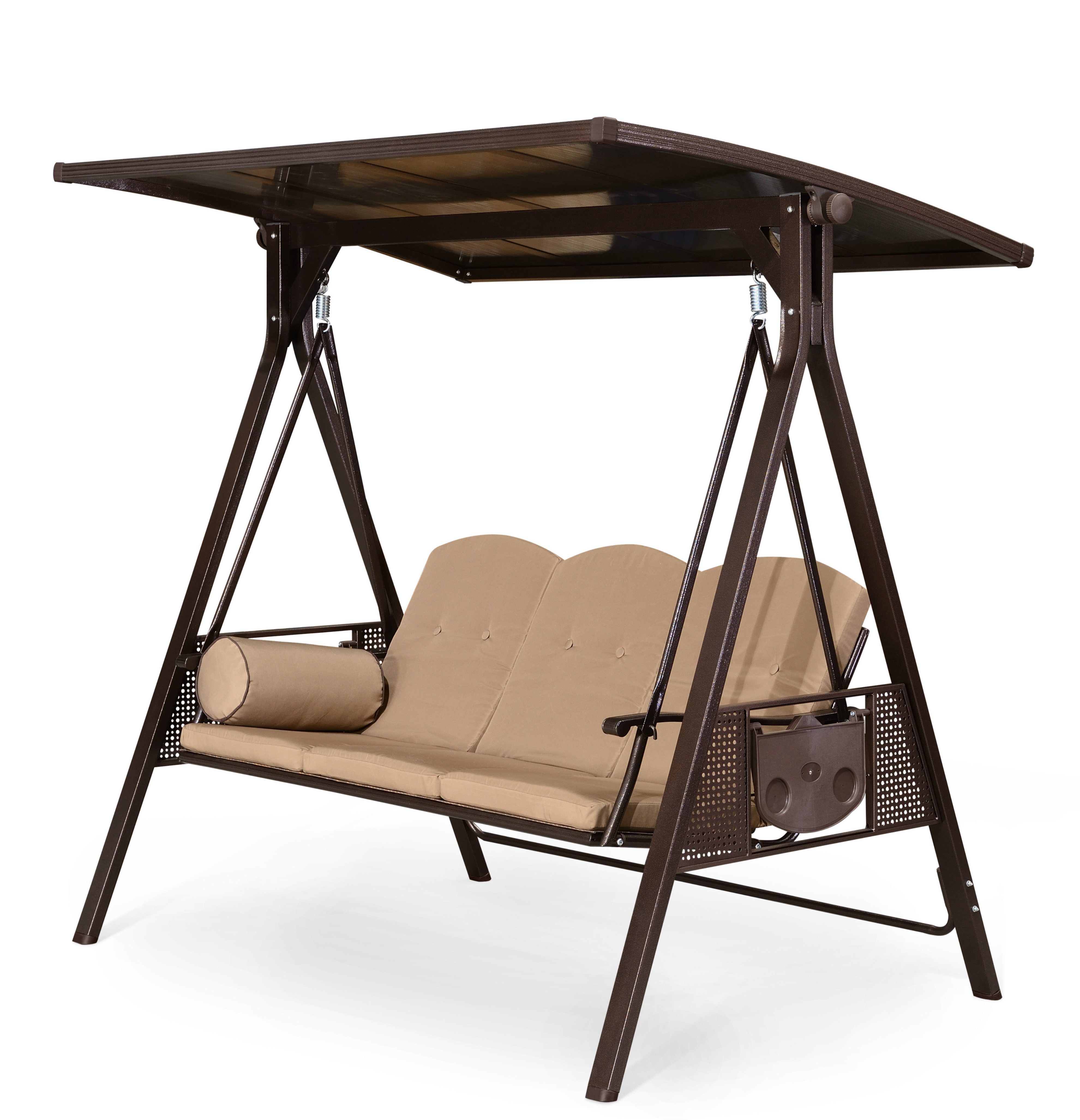 PURPLE LEAF Hollywoodschaukel Außenbereich 3-Sitzer Schaukelstuhl mit Wetterbeständigem Stahlrahmen, 3,00-Sitzer, PVC Hardtop, für Garten,Terrasse