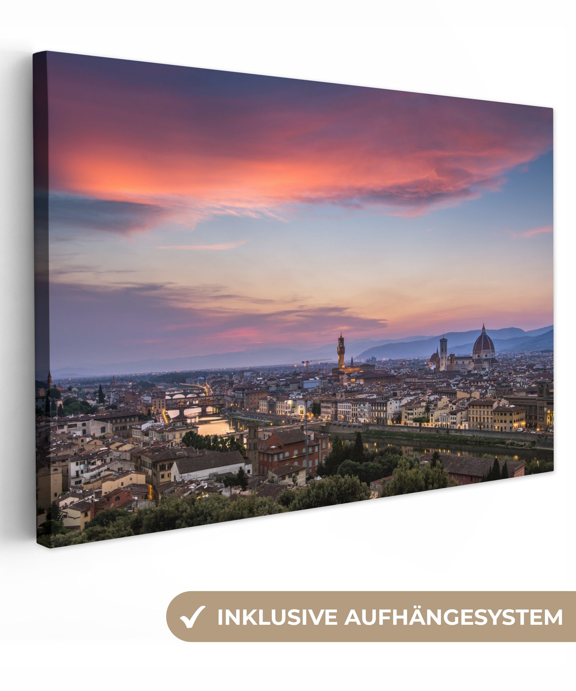 OneMillionCanvasses® Leinwandbild Florenz - Italien - Skyline, (1 St), Wandbild Leinwandbilder, Aufhängefertig, Wanddeko, 30x20 cm