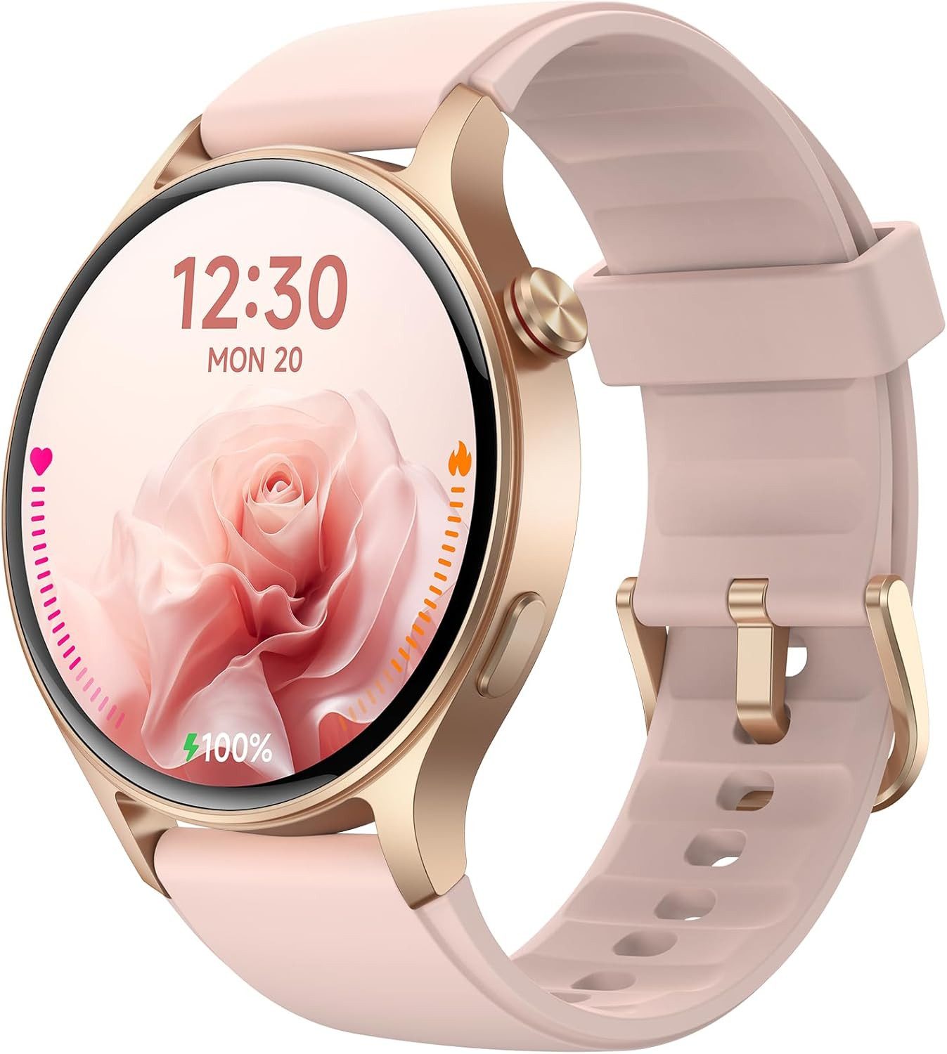 Fitpolo AR01 - Rose Smartwatch (4,7 cm, Android iOS), Smartwatch mit Telefonfunktion, 1.91 Zoll Display, Fitness Tracker